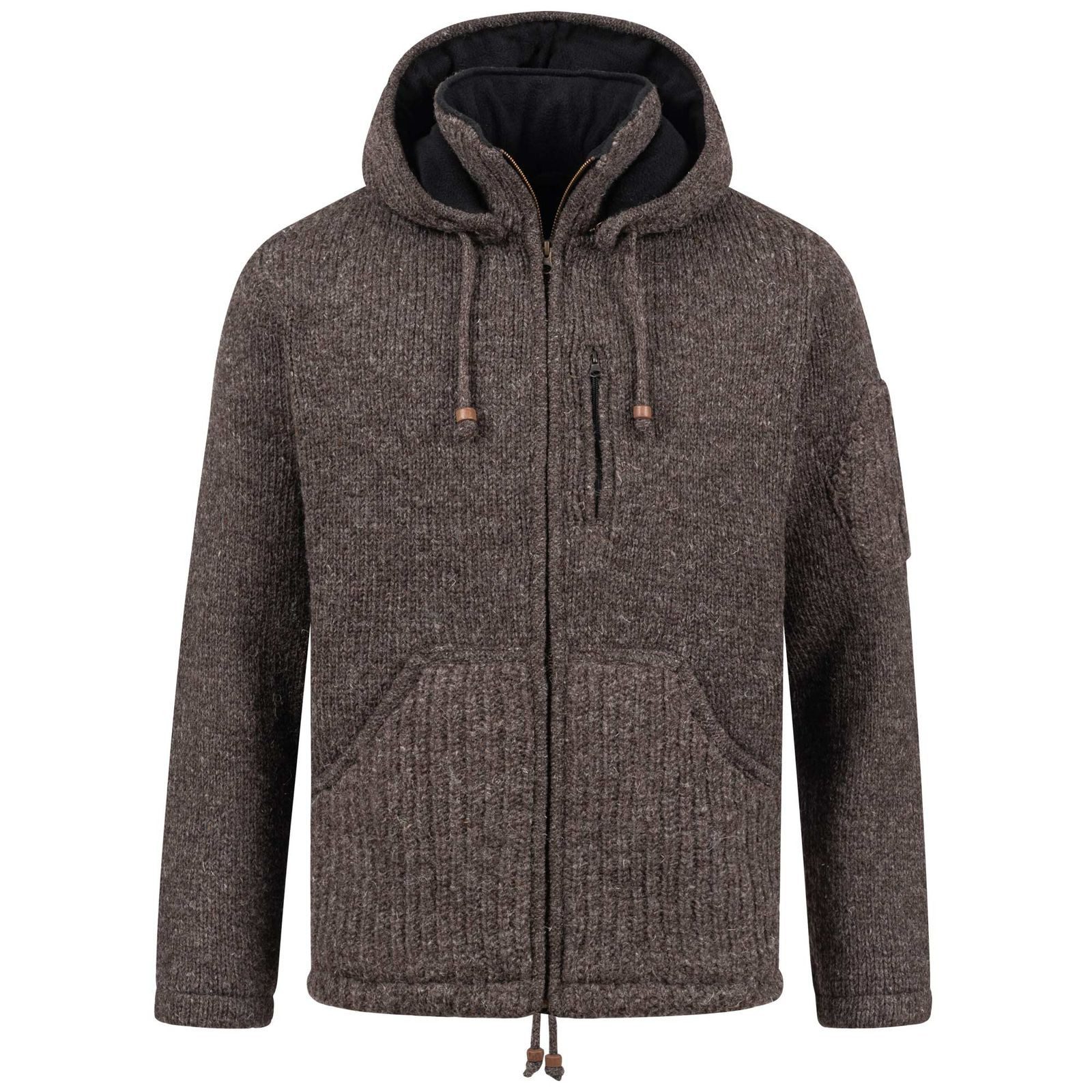 KUNST UND MAGIE Strickjacke Herren Strickjacke Schurwolle Klassich Nordisch +Kapuze