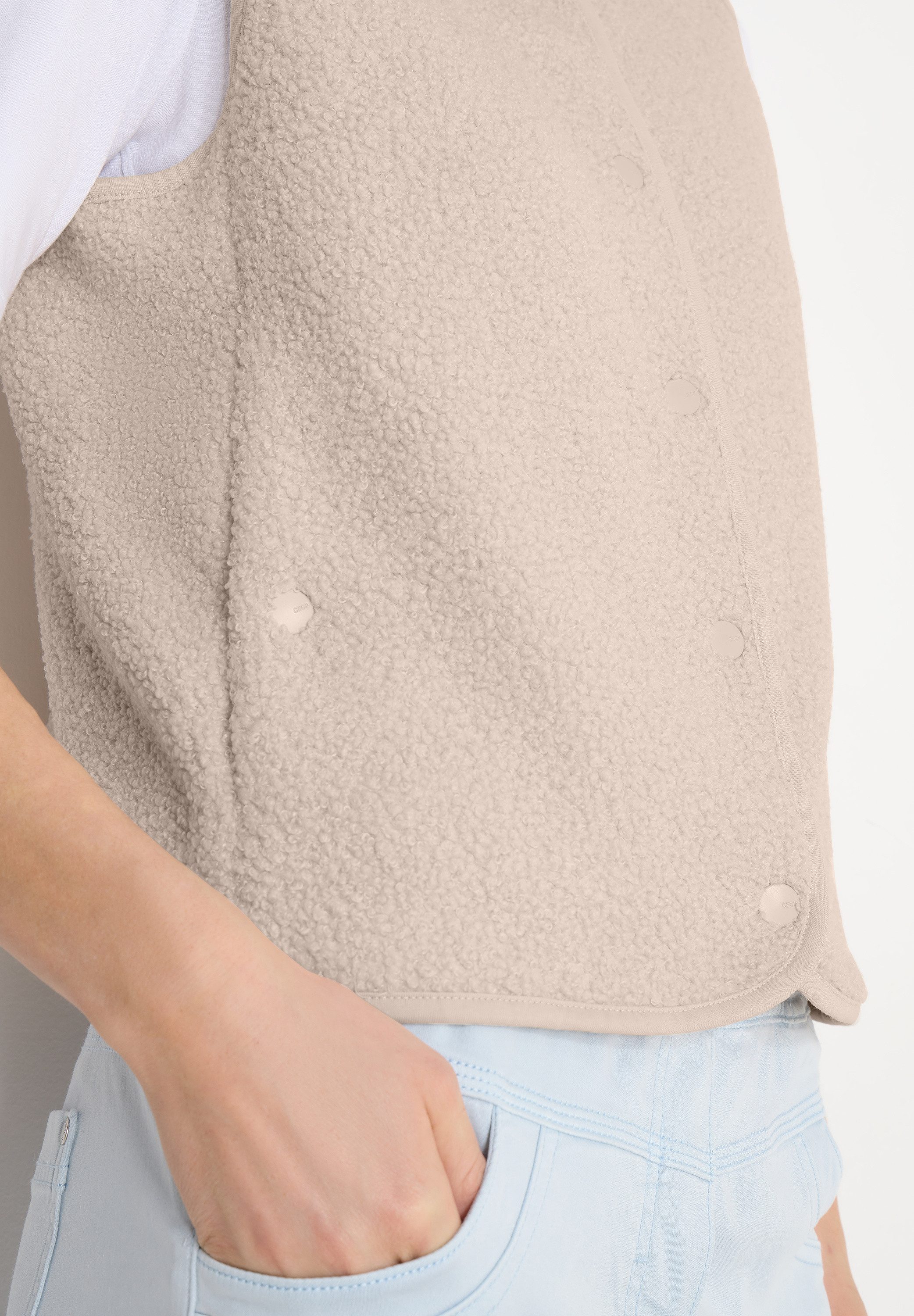 CECIL Fellweste Curly fake Wool in Woll-Optik