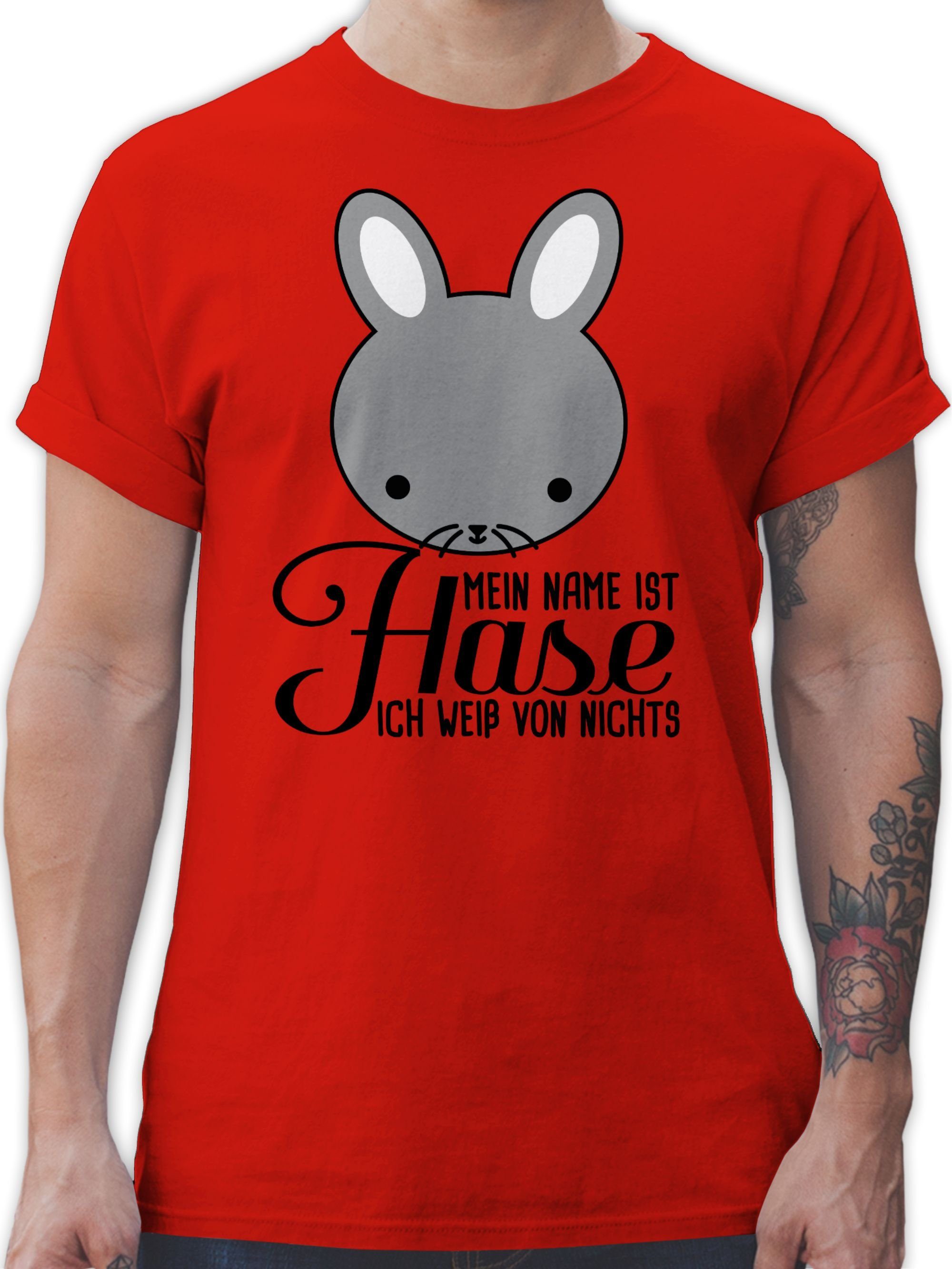Mein kleine T-Shirt T-Shirt Kleinigkeit - 1 von für Osterhasen, Oster Ostern, Premium Shirtracer Hase weiß Ostergeschenke Herren Ostergeschenke oder mit zu ich nichts - als Partner - Name Geschenke Rot ist