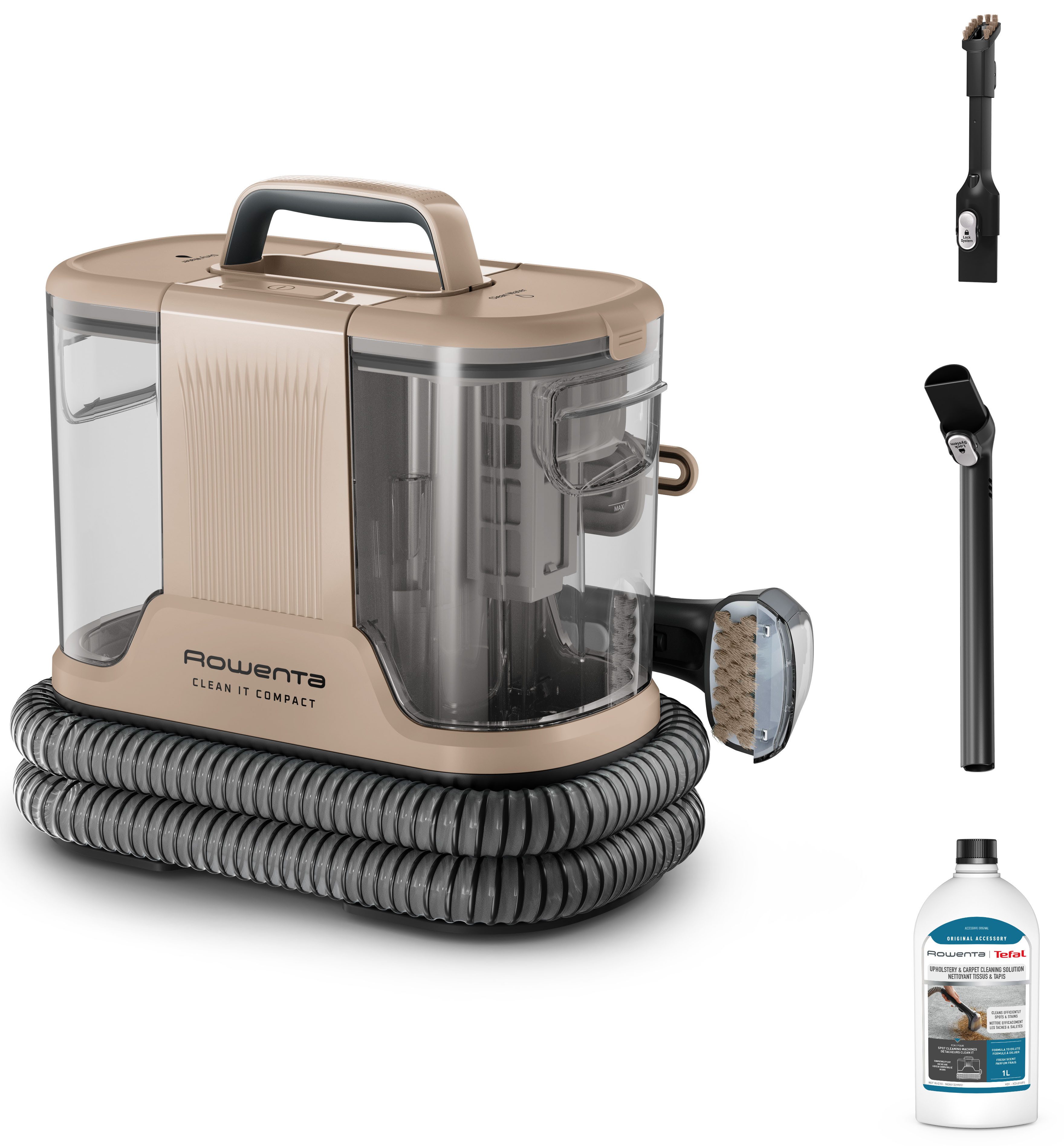 Rowenta Teppichreinigungsgerät Clean it, tragbarer Fleckenentferner, austauschbare Reinigungsköpfe, 400 W, kompakt und leicht, beseitigt schnell und effizient Flecken, IN3010