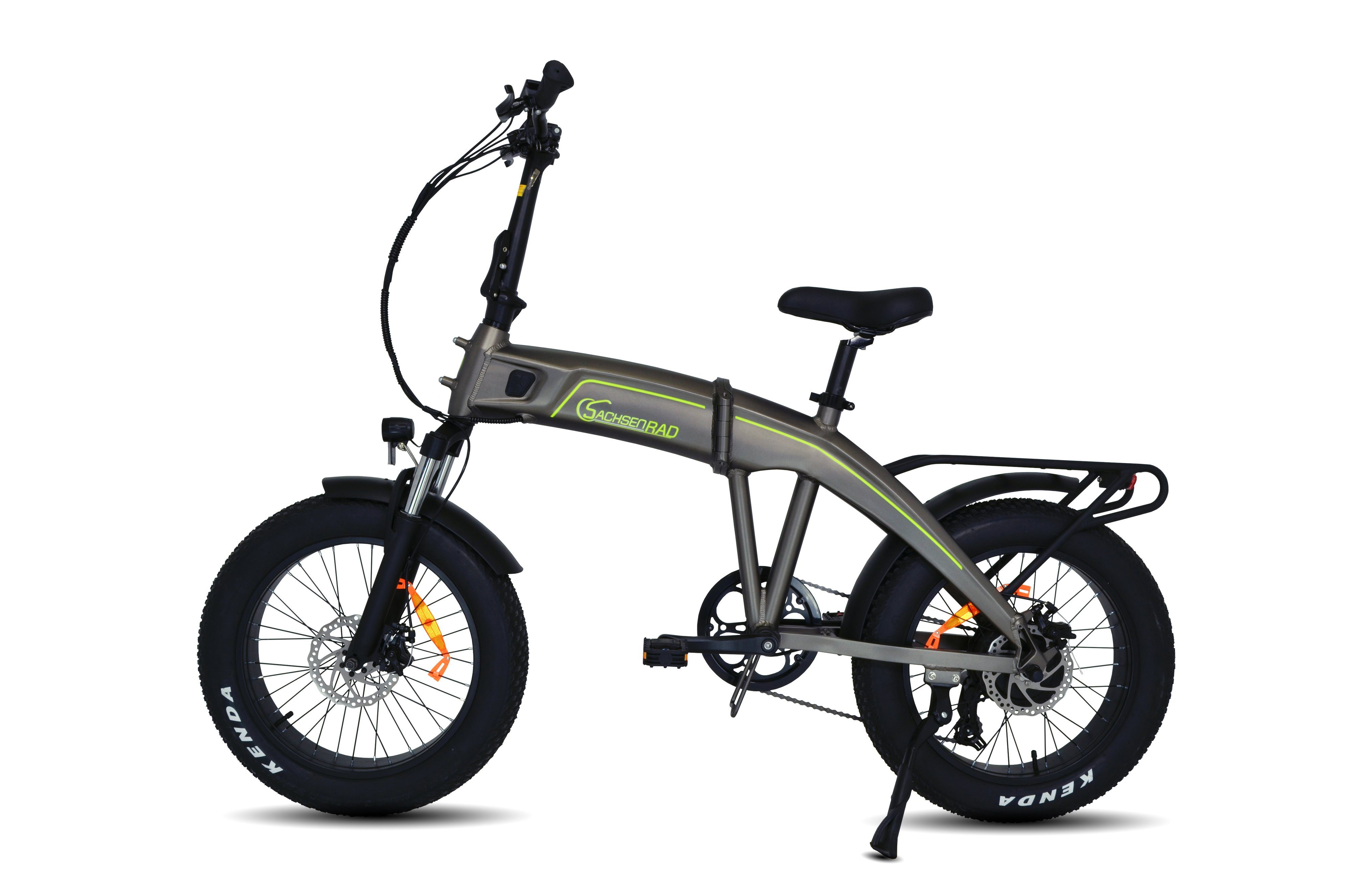 SachsenRAD E-Bike F6 Safari E-Bike E-Faltbike 20 Zoll LCD Steuerdisplay 80km  Reichweite, 7 Gang Shiamo, Kettenschaltung, Heckmotor, (1 Stück), starker  Geländemotor, interne Kabelführung