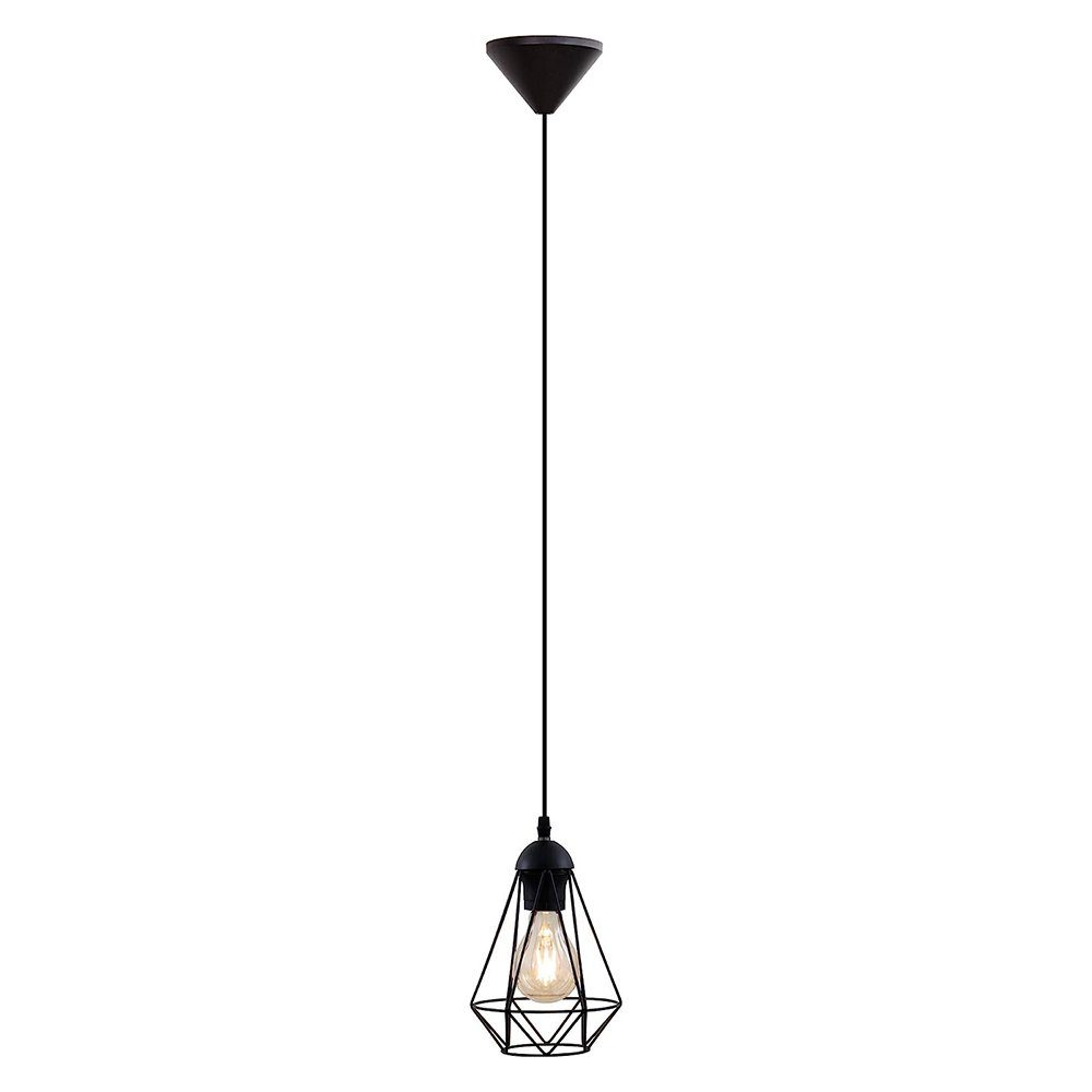 B.K.Licht Pendelleuchte Retro Draht Vintage Schwarz Ø16,5cm max. 40W E27, ohne Leuchtmittel