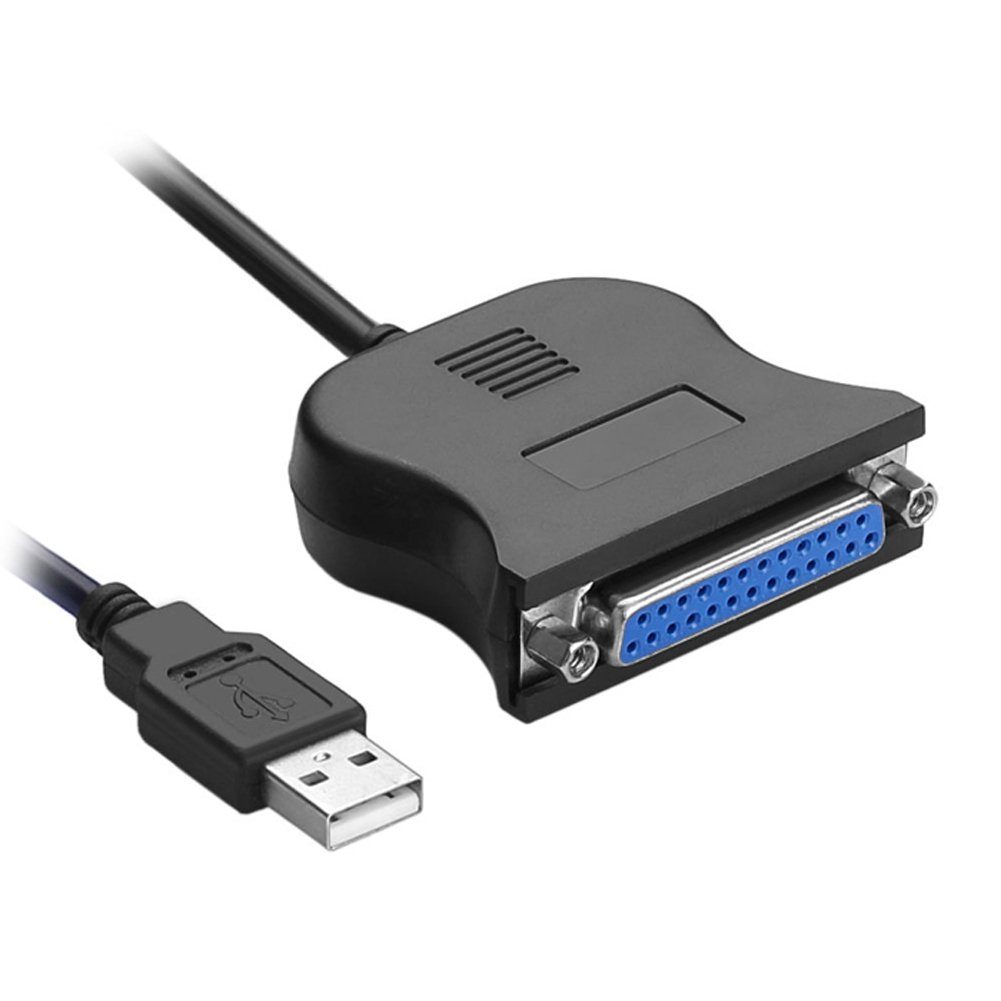 Bolwins C33 USB 2.0 Druckerkabel Adapter auf Parallel LPT 25-Pin Sub-D Buchse Computer-Kabel, USB Typ-A Stecker (USB 2.0 kompatibel), 25-polige Sub-D Buchse (DB25 / LPT, IEEE 1284) (80 cm), USB 2.0 auf Parallel (IEEE 1284) Adapter Plug & Play