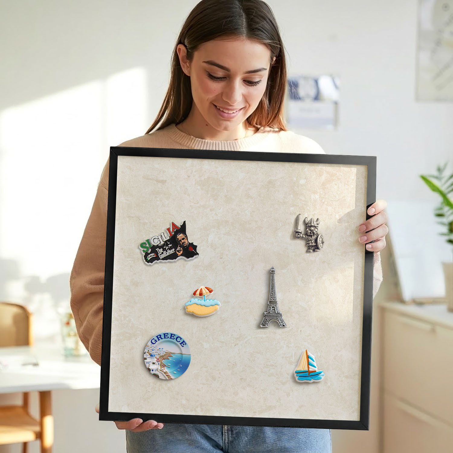 Tulup Magnettafel Moderne Magnettafel für Magnete mit stilvollem Rahmen, Cremige Eleganz, Cremig