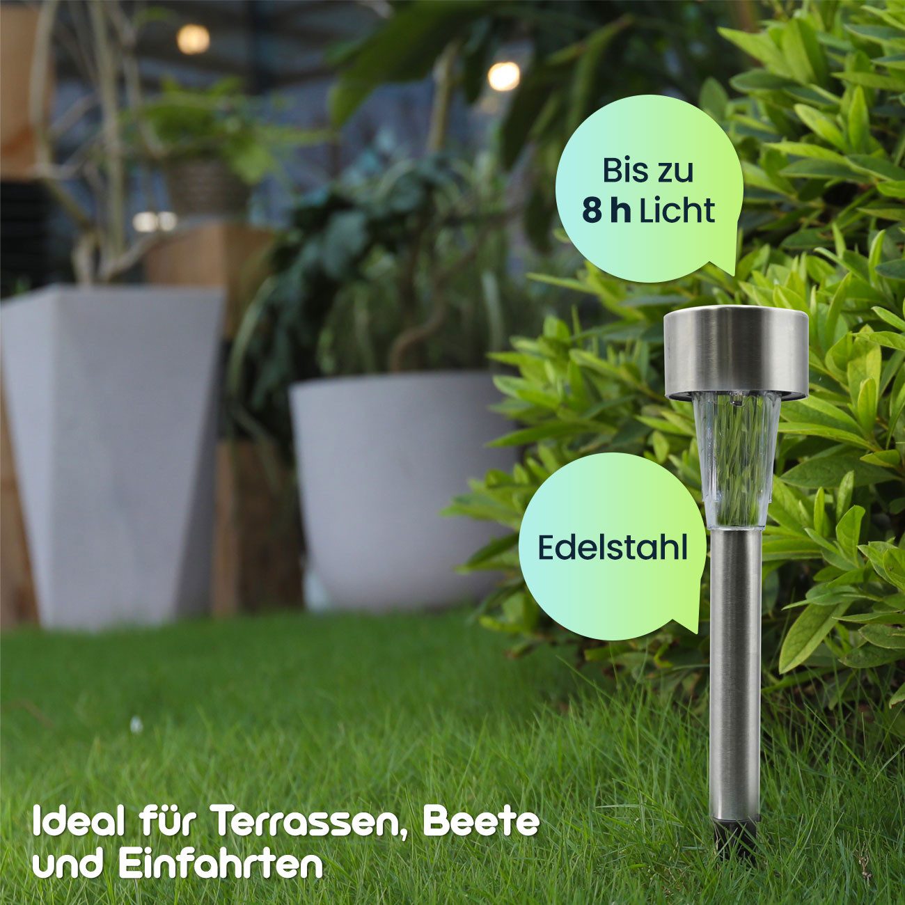 Casativo LED Solarleuchte Mini-LED Solarleuchten, Edelstahl-Erdspieß IP44 für Garten 16/32 St., LED fest integriert, bis zu 8h Licht/Dämmerungssensor/Ø x H: je 4,6 × 31,2 cm