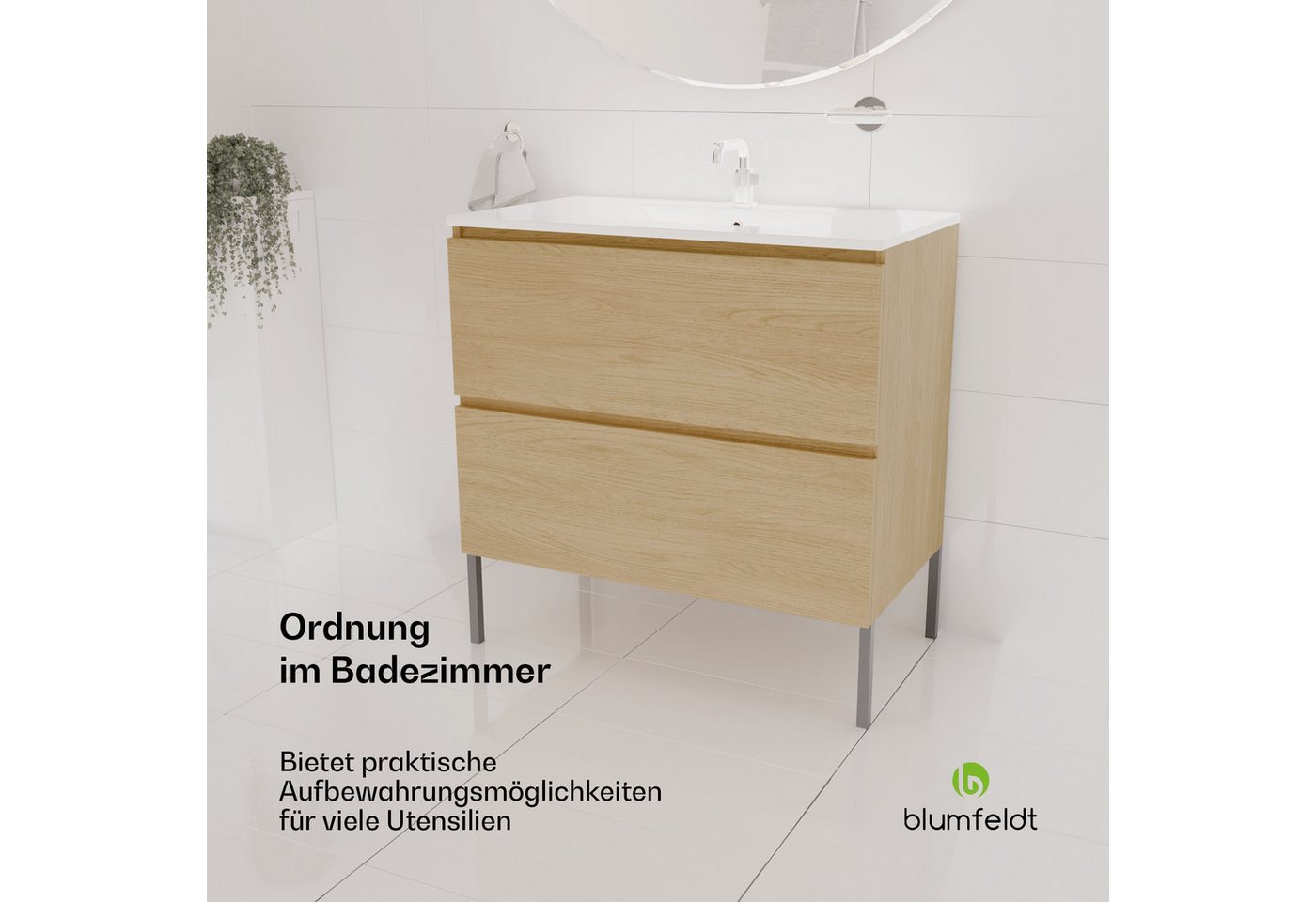 Thumbnail - blumfeldt Waschtisch Johnstone Waschtisch Badezimmerschrank Badschrank, Waschbecken mit Schrank Waschbeckenunterschrank ...