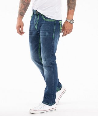 Rock Creek Straight-Jeans Herren Jeans dicke Nähte Blau RC-2271