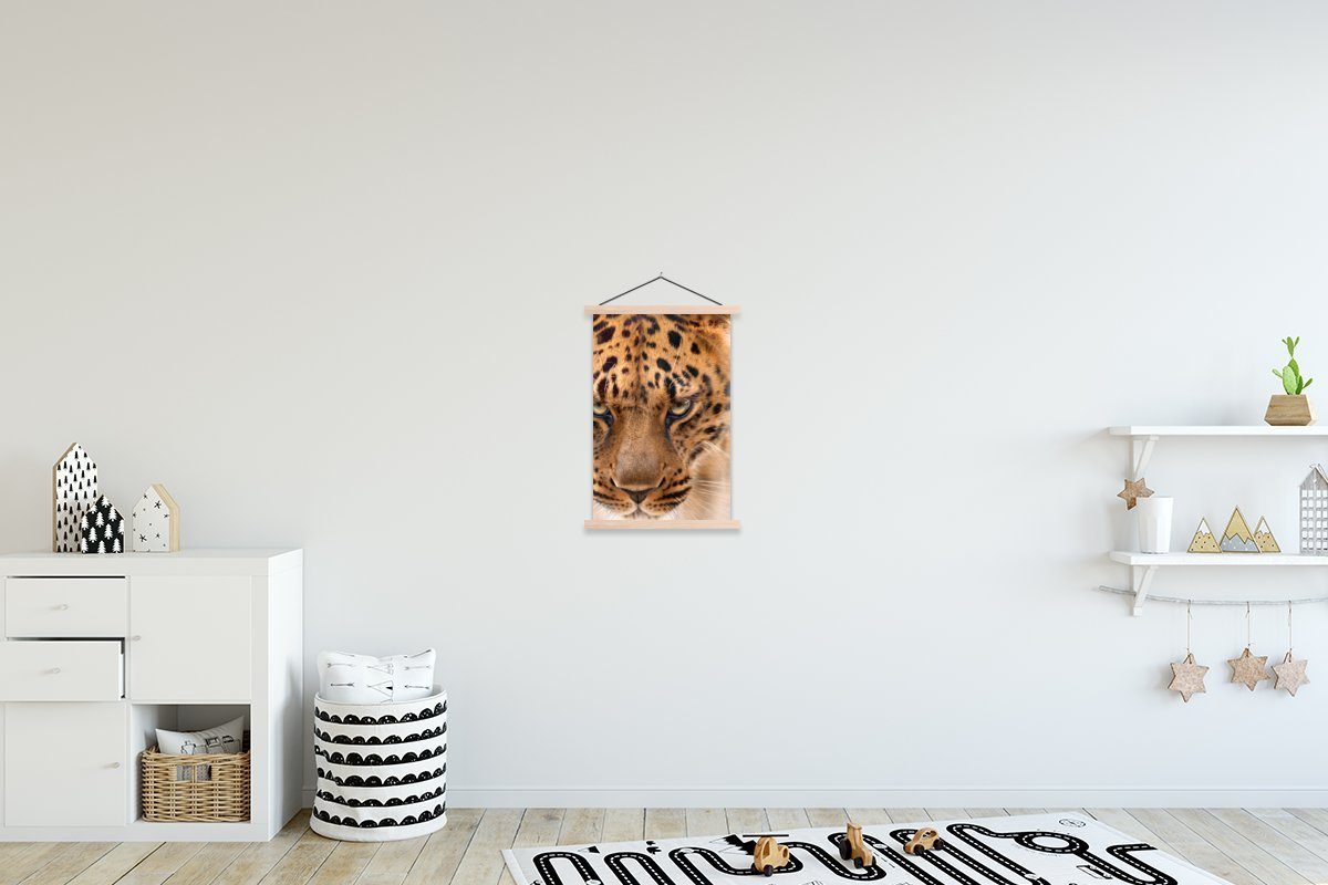 MuchoWow Poster Leopard - Porträt - Gesicht, (1 St), Posterleiste, Textilposter für Wohnzimmer, Bilderleiste, Magnetisch