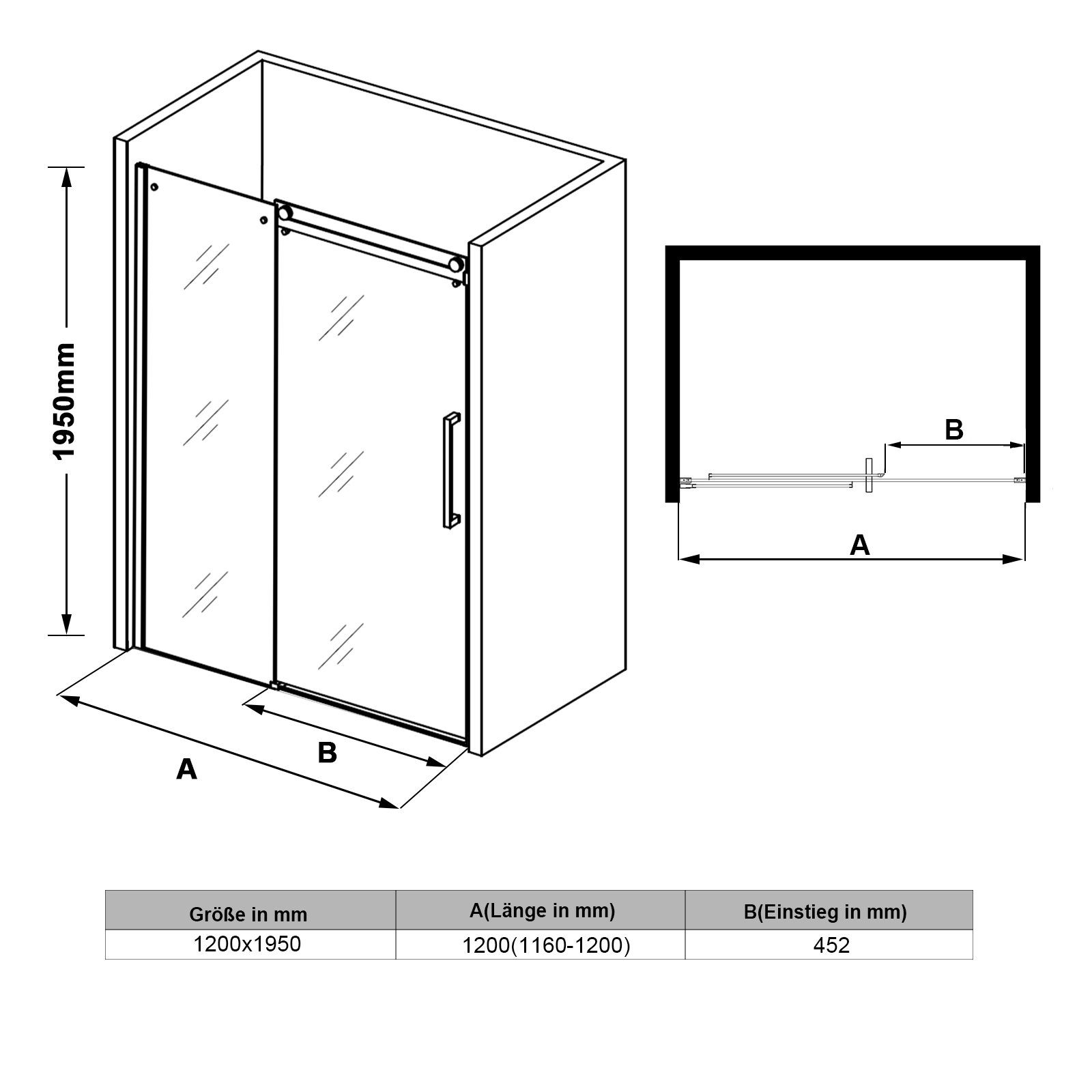 SONNI Dusch-Schiebetür Duschtüren Nischentür, 8mm Einscheibensicherheitsglas mit beideseitiger Nano Beschichtung, mit Verstellbereich, rahmenlos, Klarglas, links und rechts montierbar. Reduzierter Preis € 344,99. Unverbindliche Preisempfehlung € 482,99
