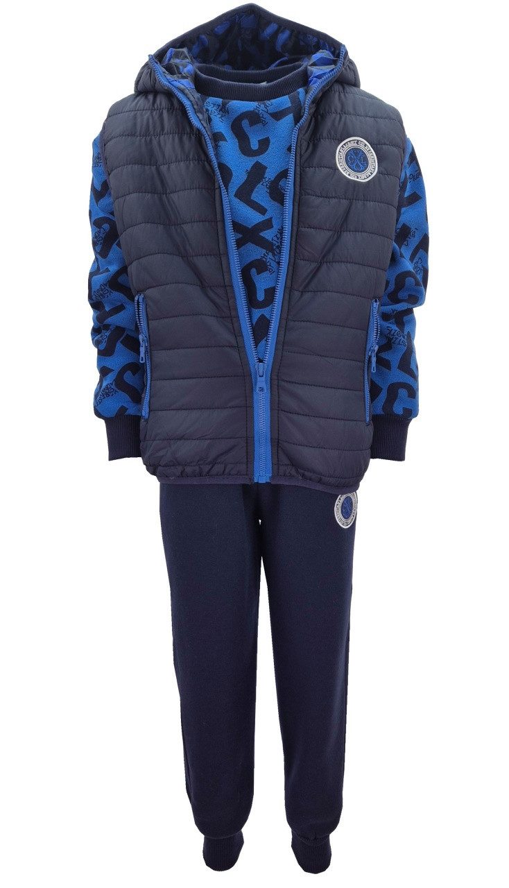 Fashion Boy Sweatanzug Freizeitset mit Weste, Kapuzen Jacke, Sweatshirt + Jogginghose, JF014