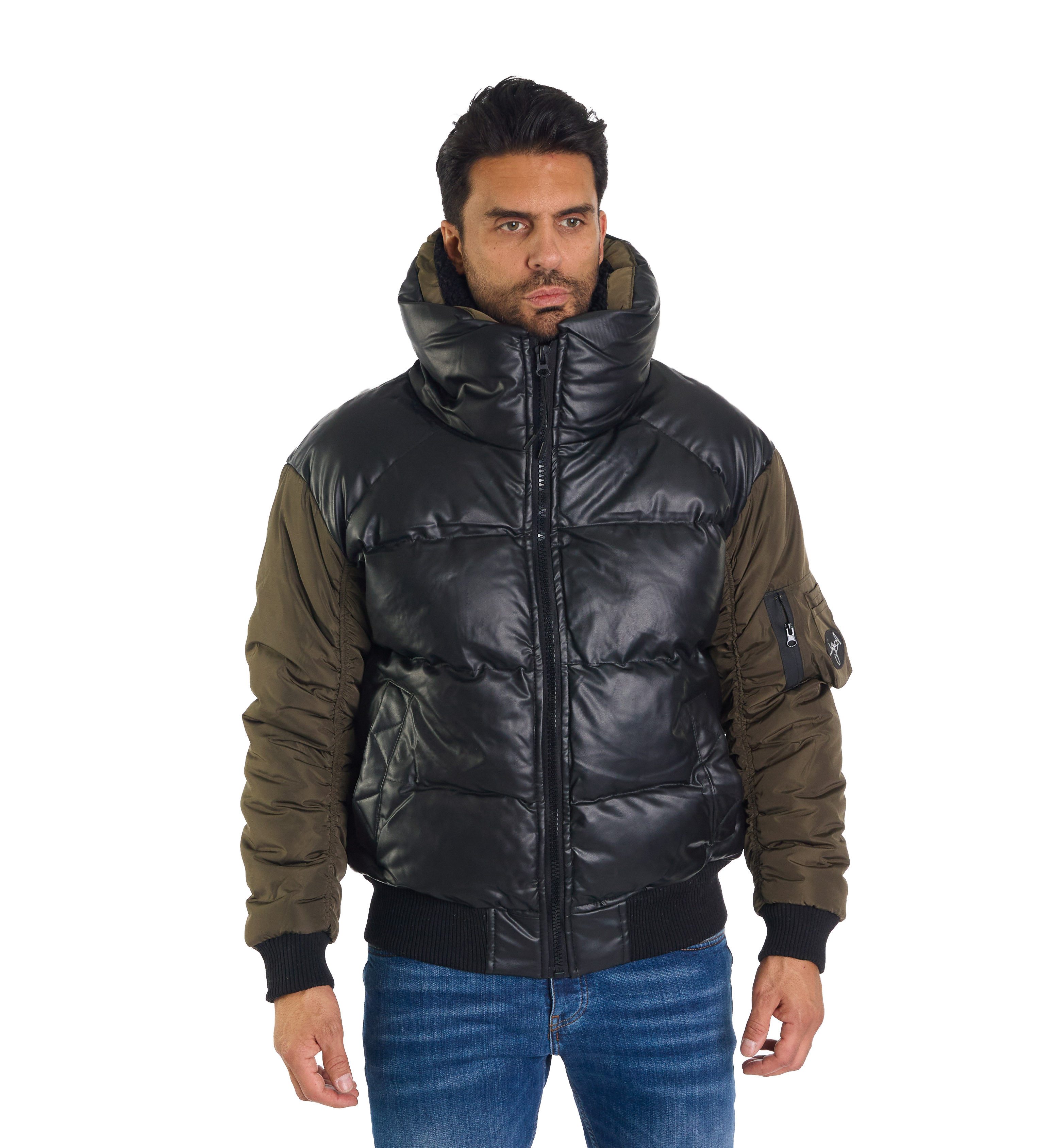 Denim Distriqt Bomberjacke Winter Herren Bomberjacke mit Fellkragen Grün M günstig online kaufen