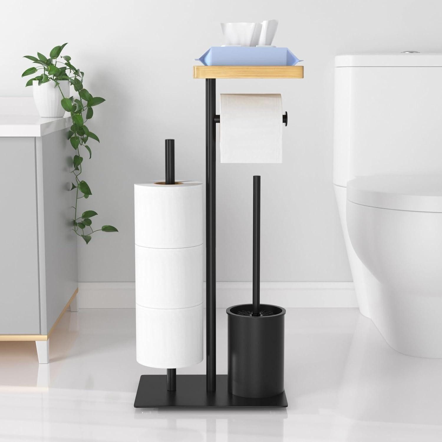 LuxusKollektion Badaccessoire-Set Edelstahl Toilettenpapierhalter mit Klobürste und Ablage