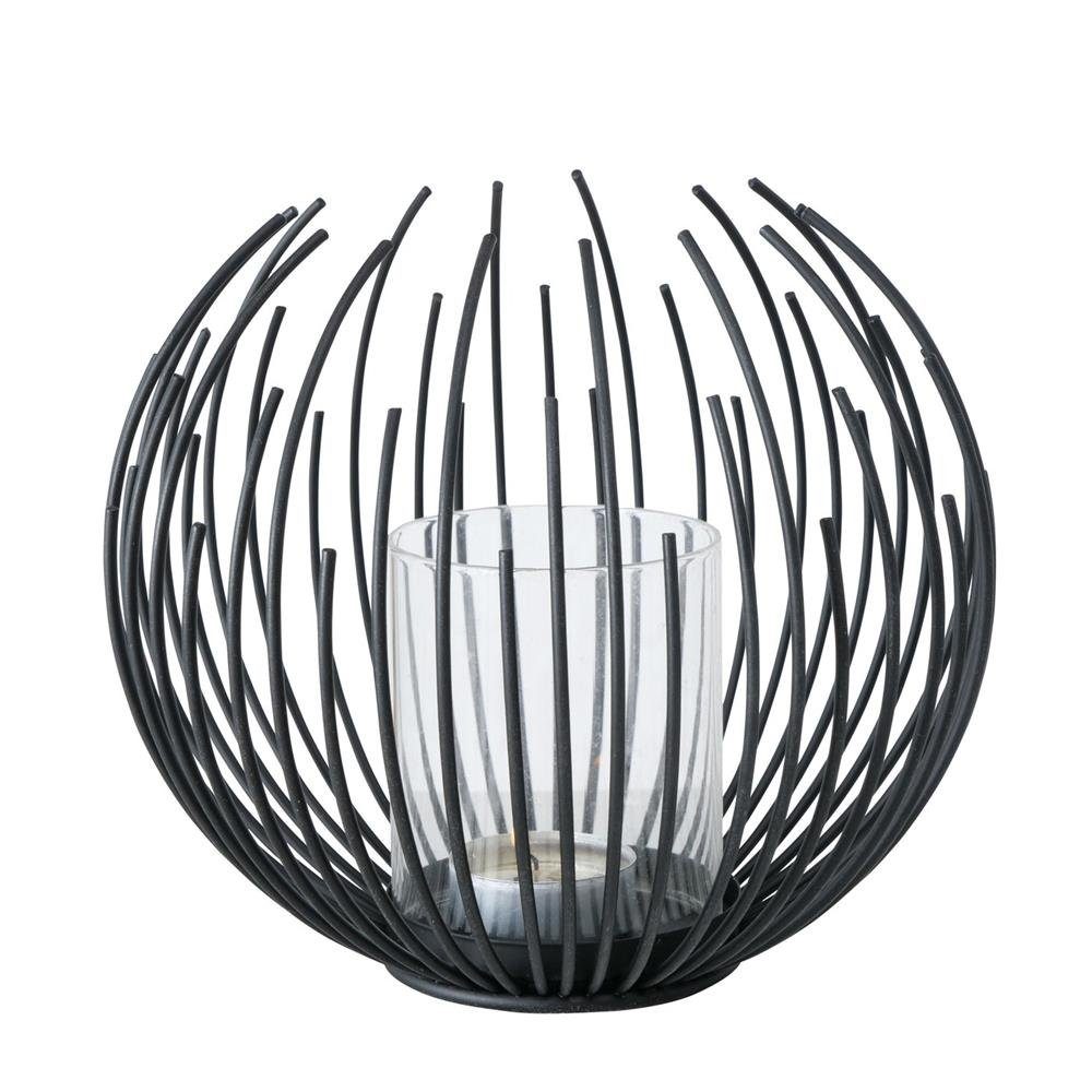BOLTZE GRUPPE GmbH BOLTZE Windlicht Cylon, Schwarz, 16 cm, aus Metall, Kerzenhalter, Skandinavisches Design