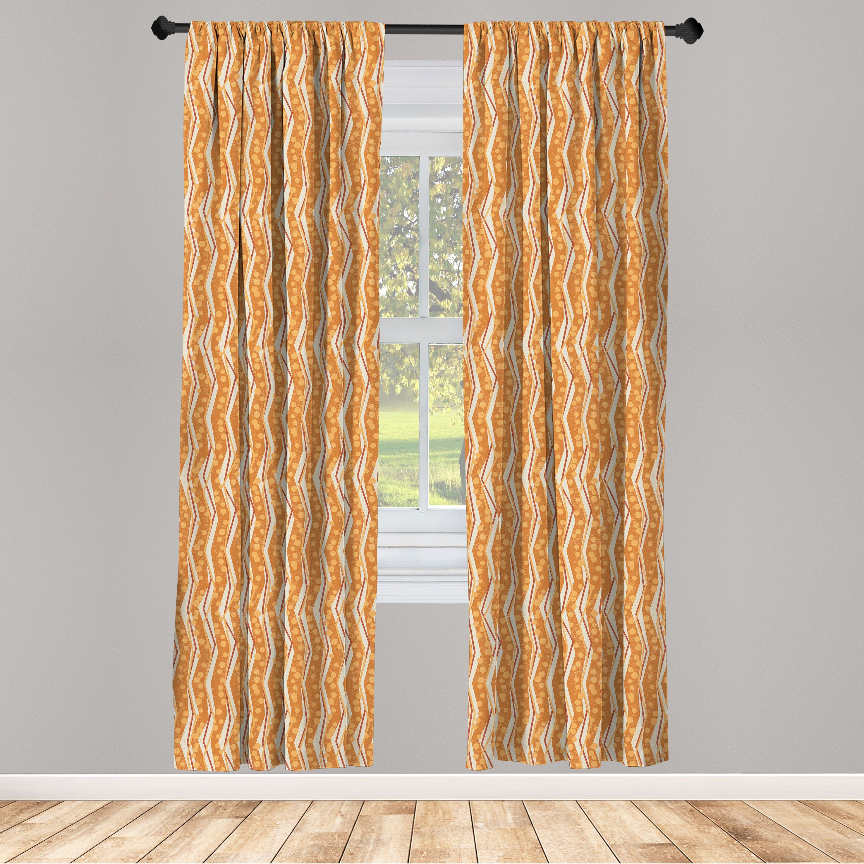 Gardine Vorhang für Wohnzimmer Schlafzimmer Dekor, Abakuhaus, Microfaser, Burnt orange Chevron Zigzag Pattern