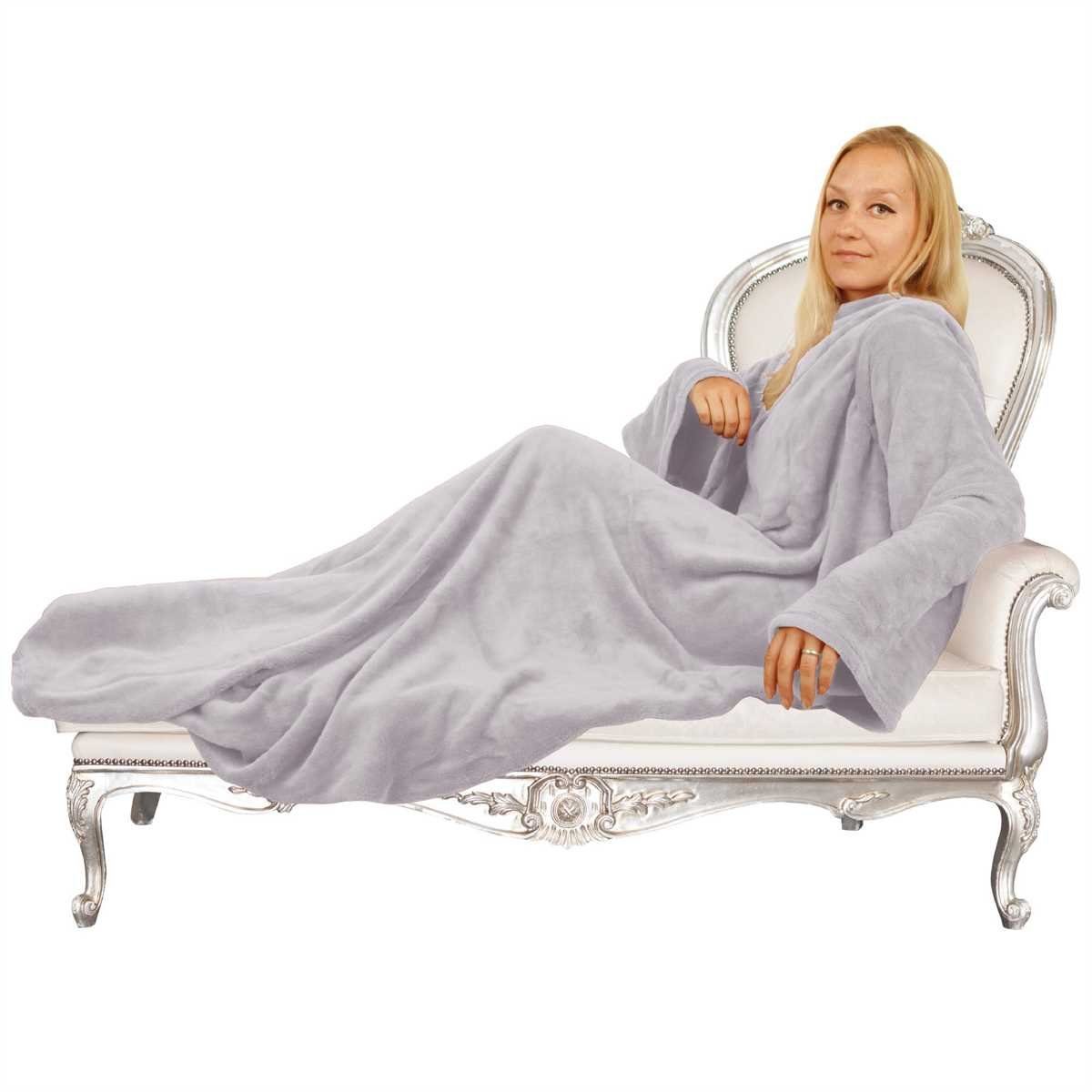 Wohndecke Kuscheldecke mit Ärmel, Bestlivings, 130 x 180 cm für Kinder und Erwachsene, Ärmeldecke Tagesdecke