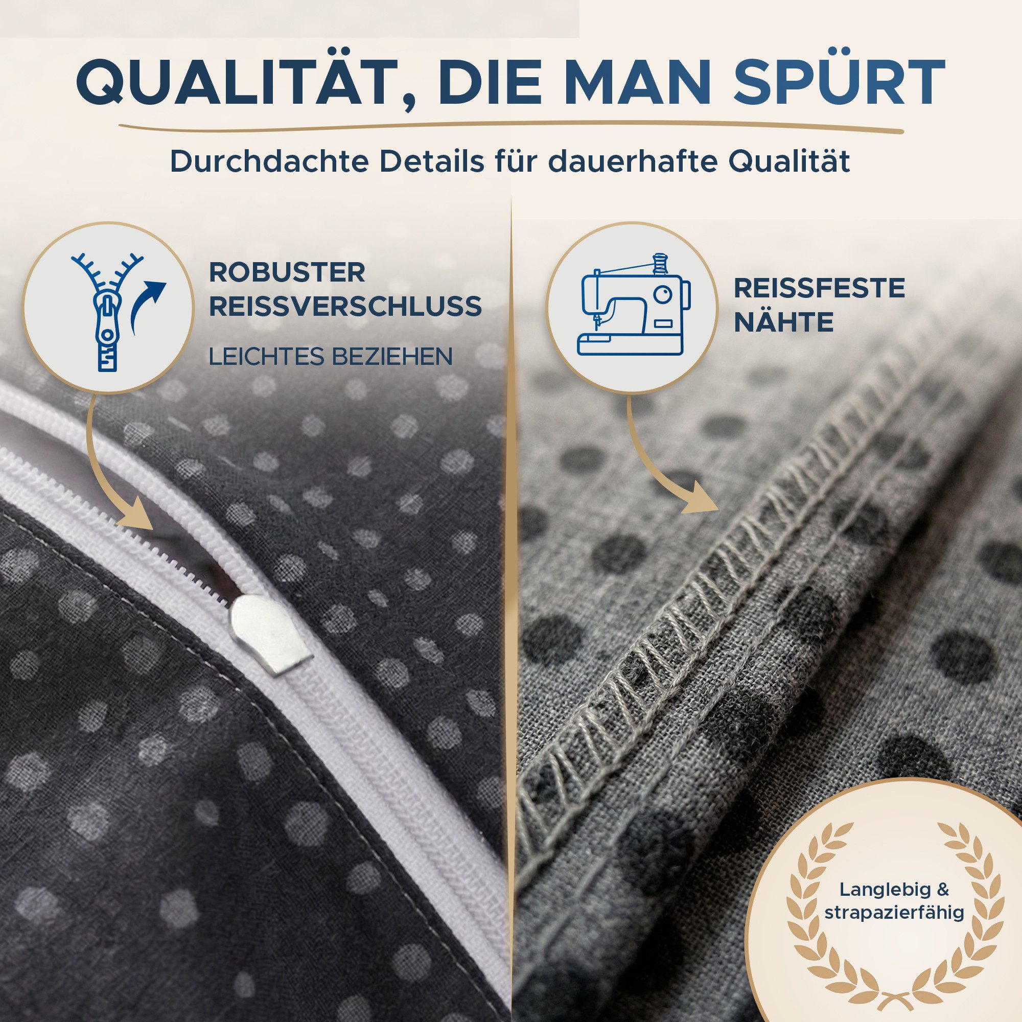 Malika Bettwäsche 135x200 + 80x80 cm atmungsaktiver Baummwoll Renforce Bettbezug, Renforce Baumwolle, 2 teilig, Für Allergiker geeignet, pflegeleicht, angenehm weicher Stoff