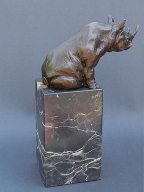 AFG Tierfigur Nashorn Figur aus Bronze auf edlem Marmorsockel