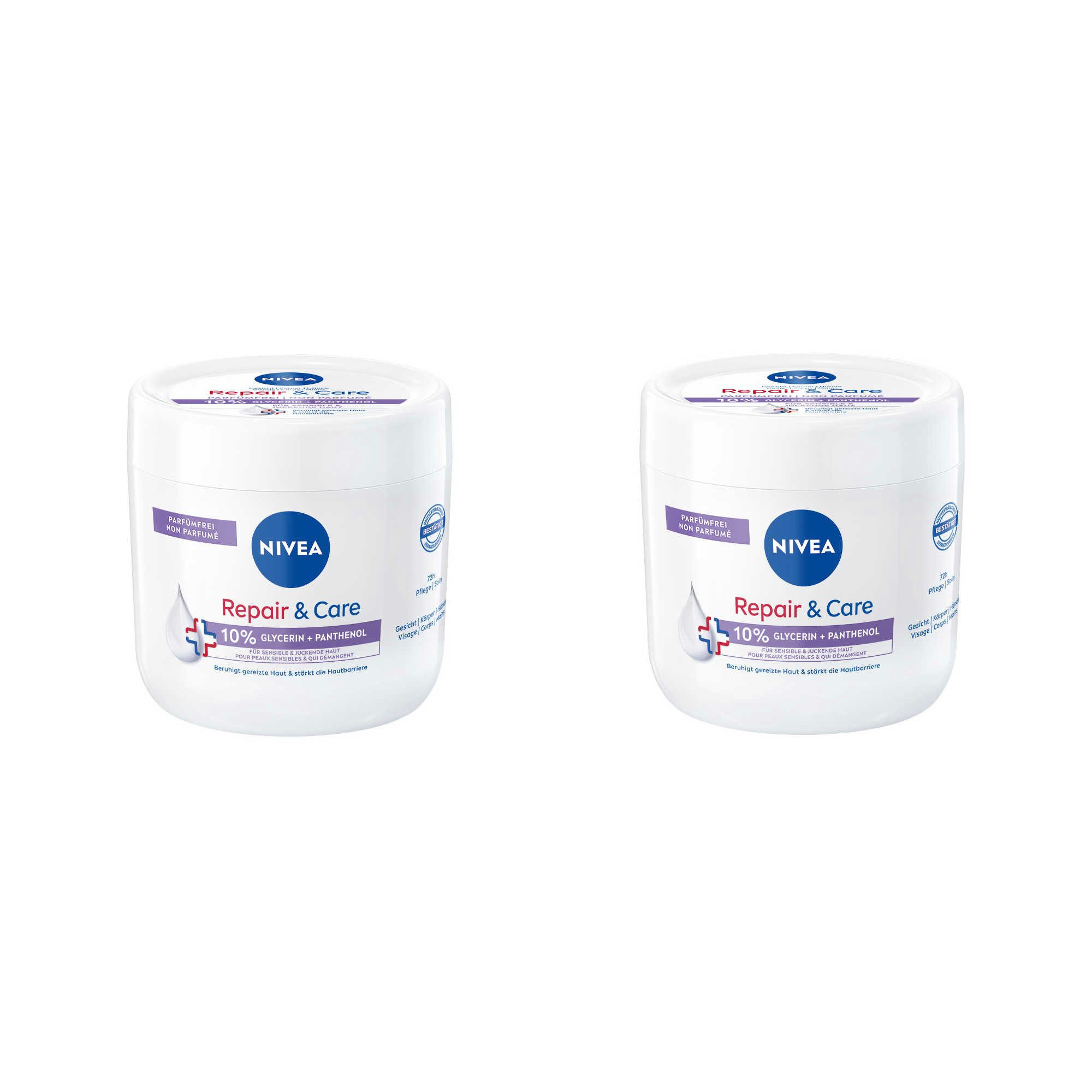 Körpercreme Repair & Care Pflegecreme parfümfreie Body Lotion 2 x 400 ml