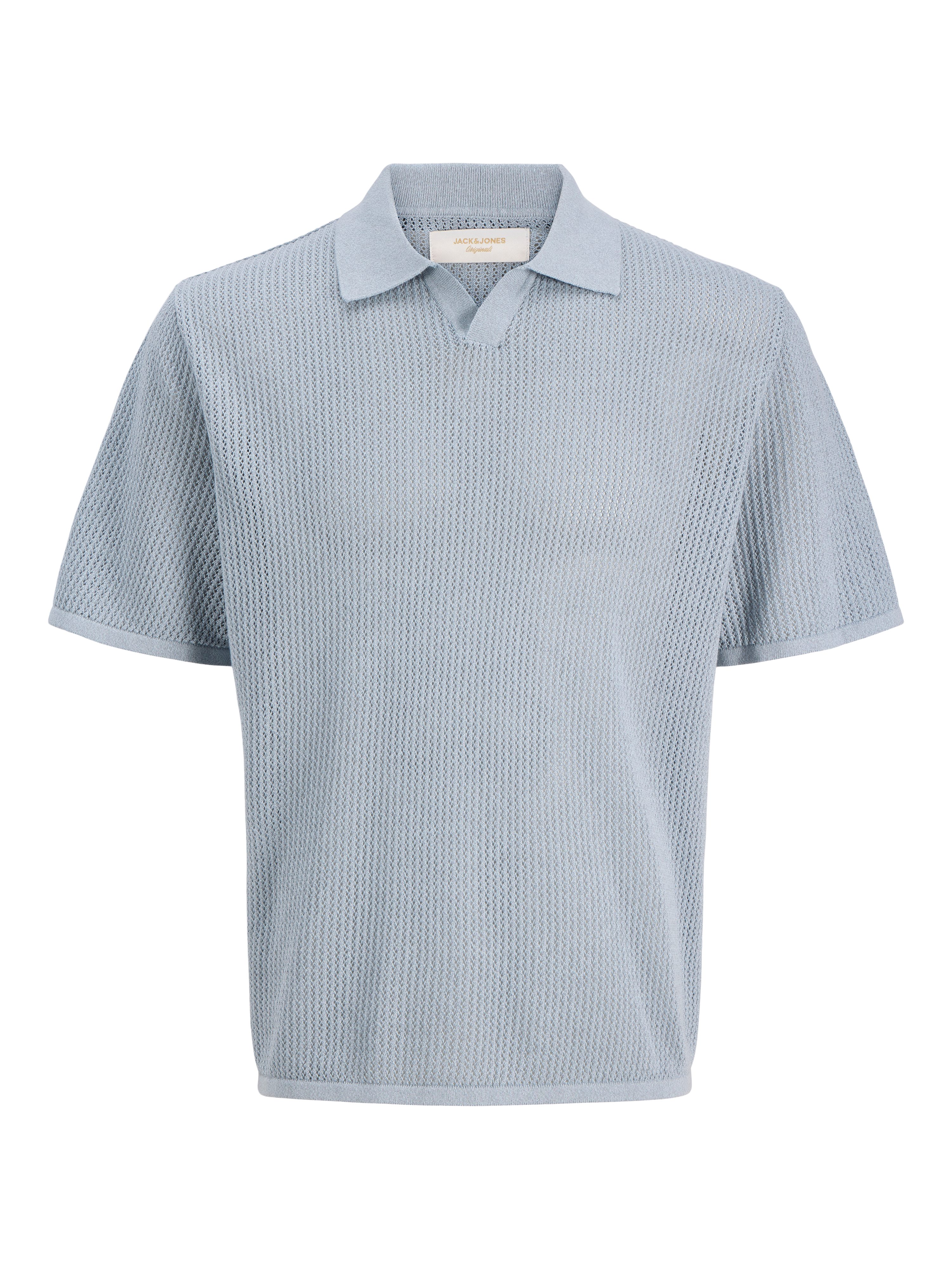 Jack & Jones Polokragenpullover JORCASSIS KNIT TWISTED SPLIT NECK POLO mit Streifen Muster
