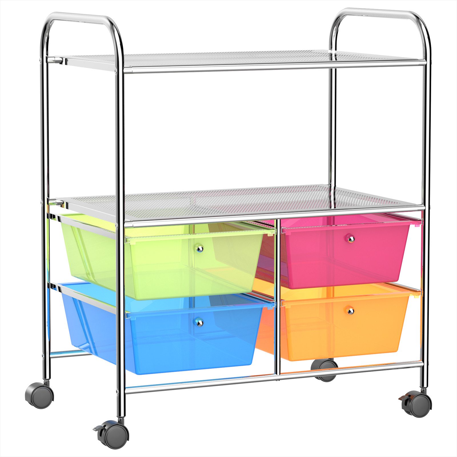 COSTWAY Rollwagen, mit 4 Schubladen & Полкиn, Schmal, 63,5 x 37 x75cm