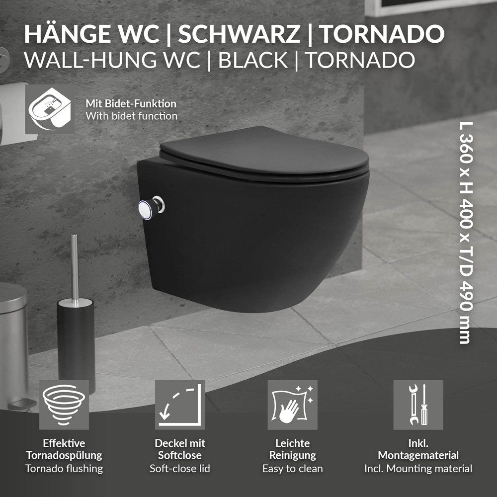 LuxeBath Tiefspül-WC Spülrandloses Wand Hänge WC aus Keramik, mit WC-Sitz A günstig online kaufen