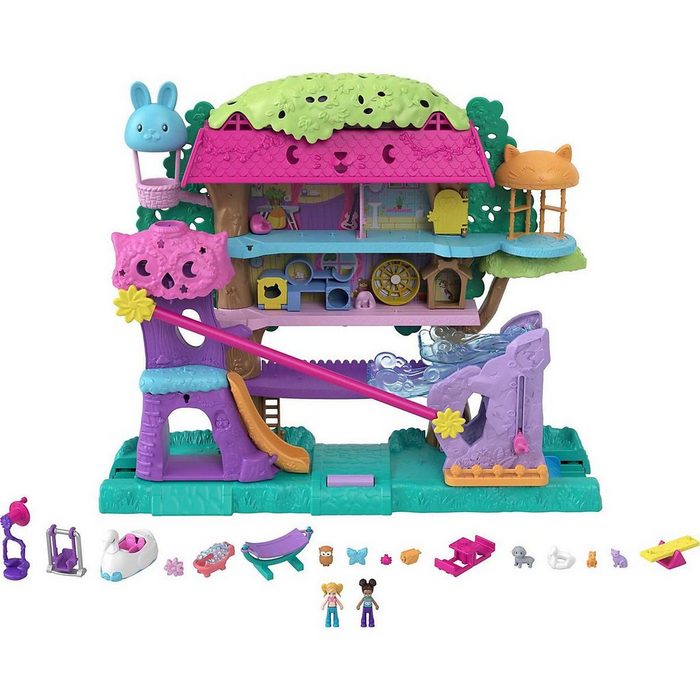 Mattel® Sammelfigur Polly Pocket Tierparty Baumhaus Spiel-Set inkl. 2