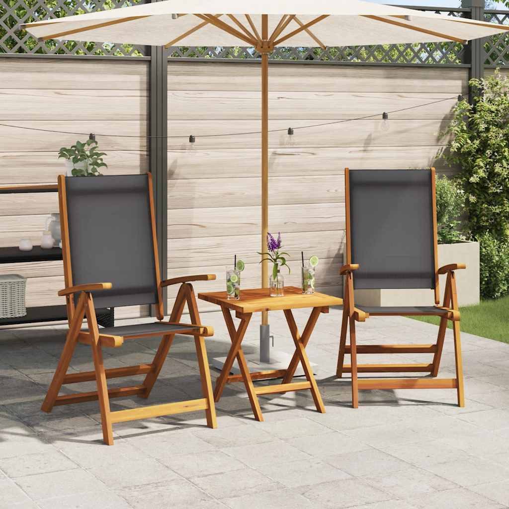 vidaXL Gartenstuhl Gartenstühle 2 Stk. Klappbar Massivholz und Textilene (2 St)
