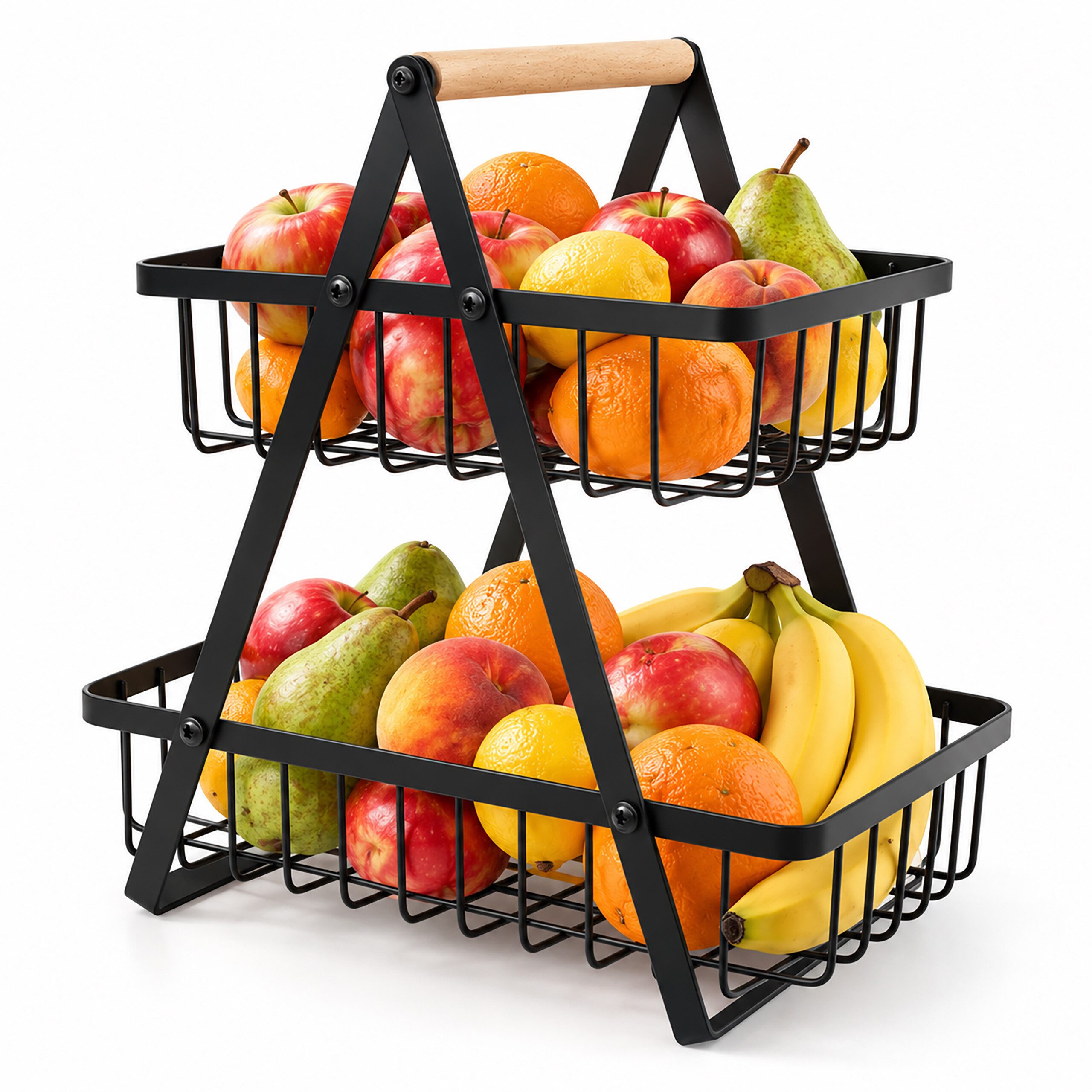 relaxdays Etagere Obst Etagere 2 Etagen, Eisen, (1-tlg), schwarz