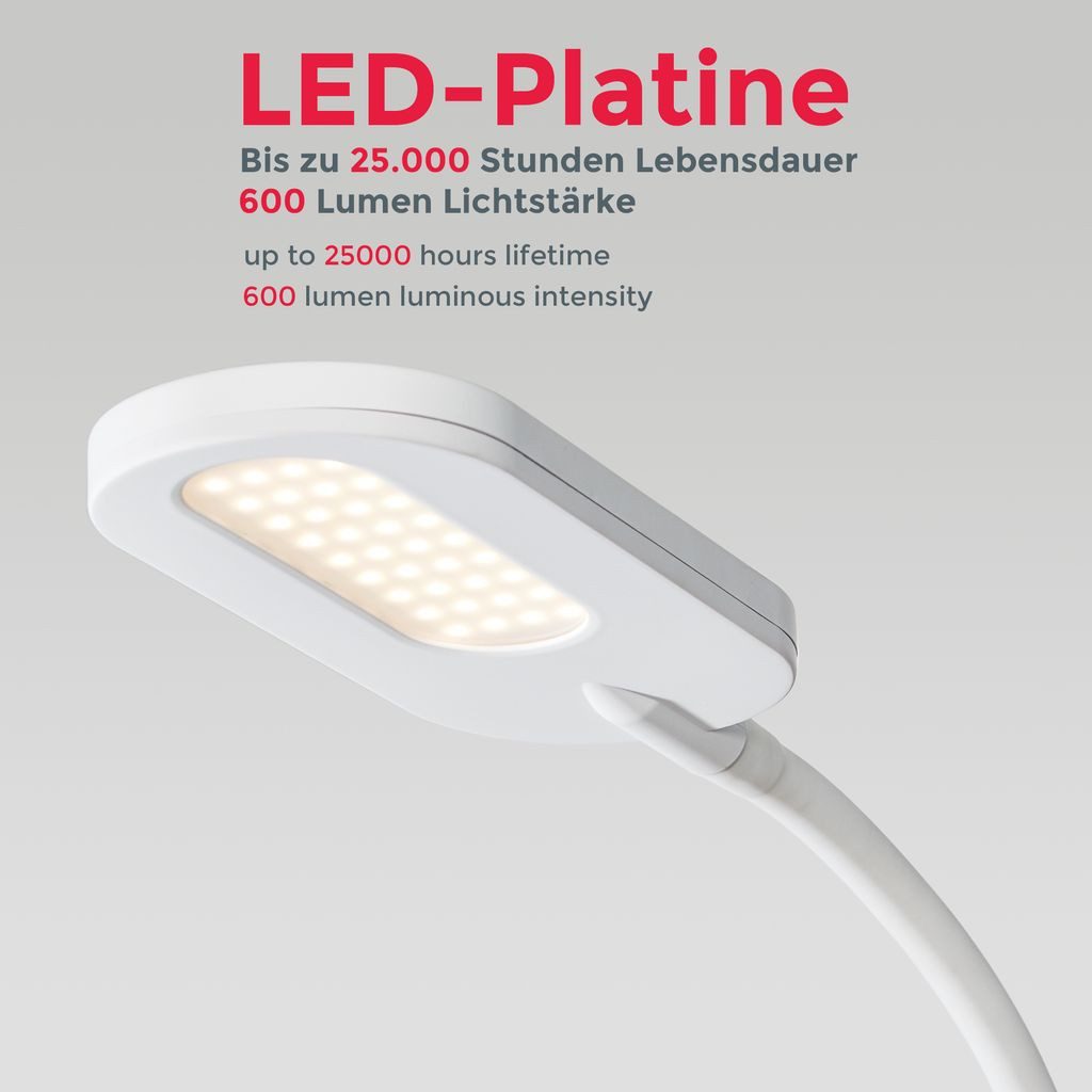 B.K.Licht 3000K Touch BKL1228, integriert, Esszimmer LED Dimmbar - Farbwechsler, fest 8W Flur Memory Wohnzimmer Warmweiß, Neutralweiß, Weiß 600lm Leseleuchte Kaltweiß, Stehlampe