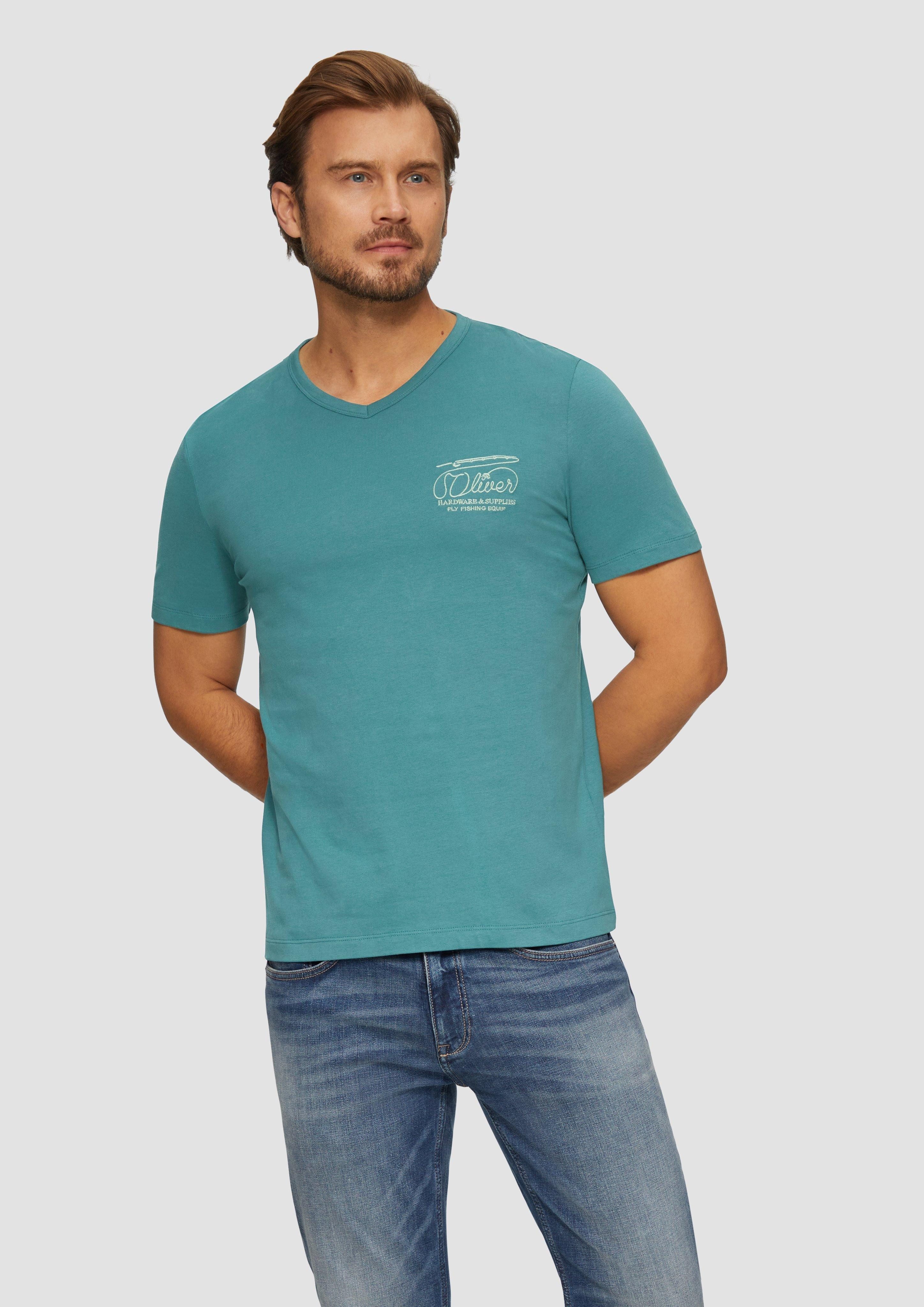 s.Oliver Kurzarmshirt T-Shirt mit Logostickerei Stickerei günstig online kaufen