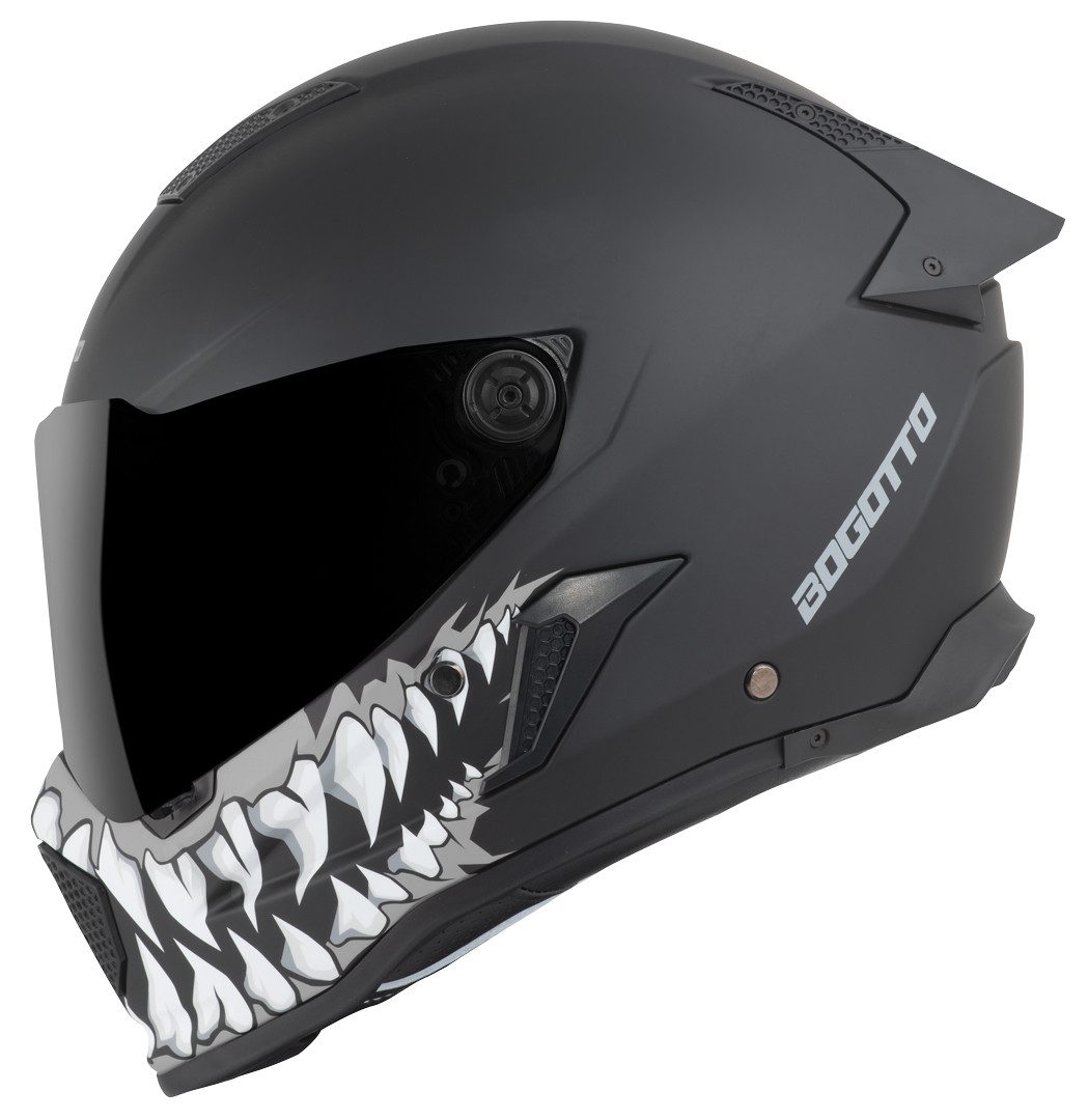 Bogotto Motorradhelm Rapto Jaws Helm, vorbereitet für Kommunikationssystem