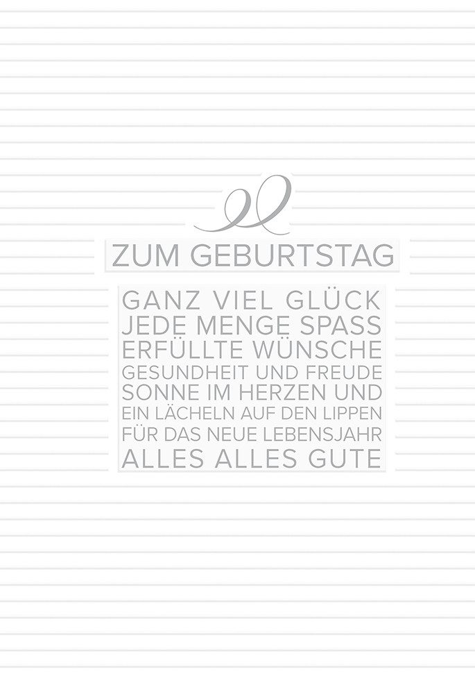 Grußkarten Geburtstag Glückwunschkarte im Format 115x17cm mit Umschlag uniq109