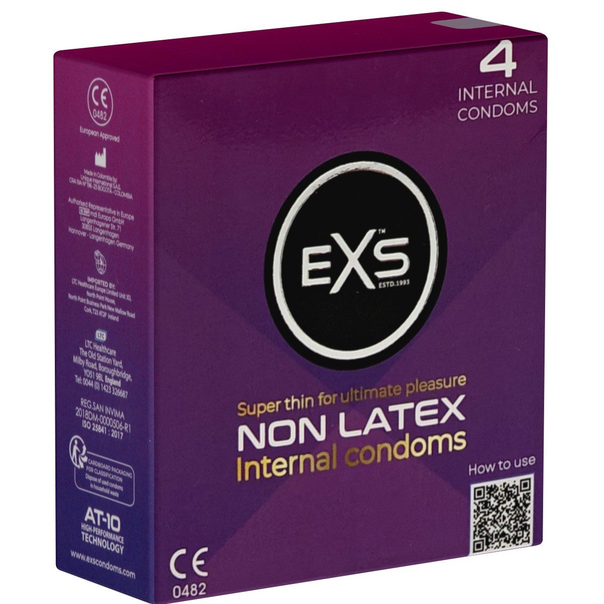 EXS Kondome Non-Latex Internal Condom Packung mit, 4 St., latexfreie Kondome für Frauen