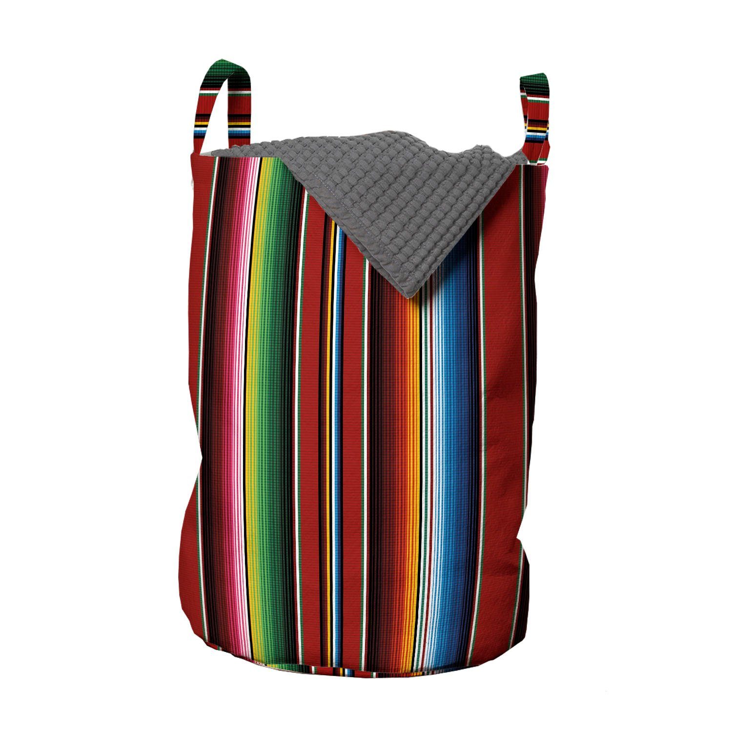 Abakuhaus Wäschesäckchen Wäschekorb mit Griffen Kordelzugverschluss für Waschsalons, Cinco de Mayo Vertikale Linien Entwurf