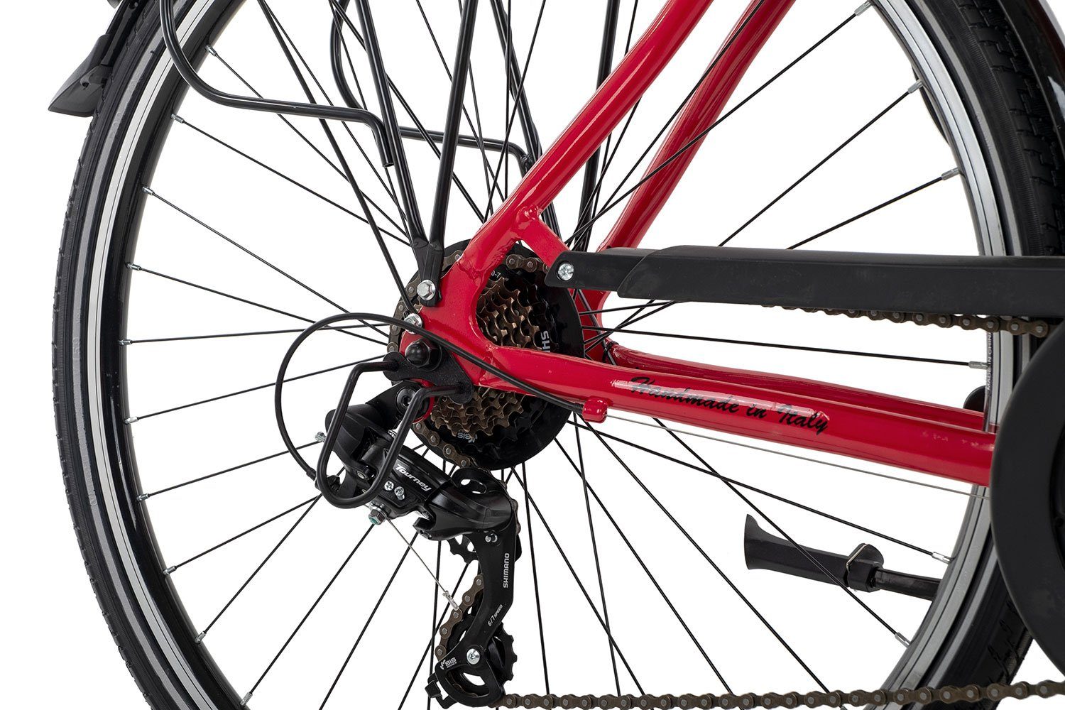 Ciclista Cityrad Ponte Vecchio Trapez, 21 Gang Shimano Tourney 21 Schaltwerk, Kettenschaltung, Damenrad Citybike rot/orange