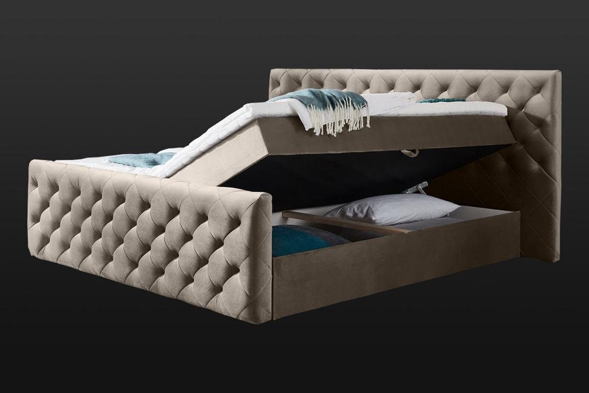 JVmoebel Bett Chesterfield Doppelbett Betten Einrichtung 160x200 Samt Design Betten