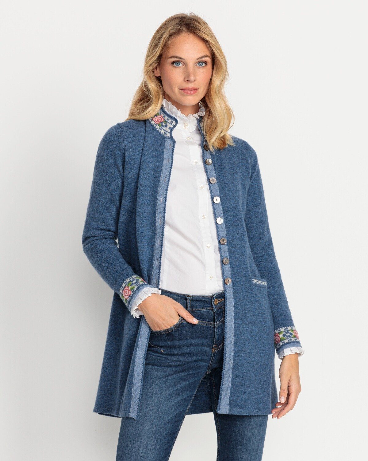 Reitmayer Strickjacke Lange Strickjacke mit Jacquard-Muster – Bild 4 von 5