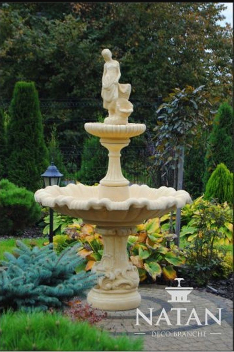 JVmoebel Skulptur Zierbrunnen Springbrunnen Brunnen Garten Fontaine Teich ELENA AMANDA