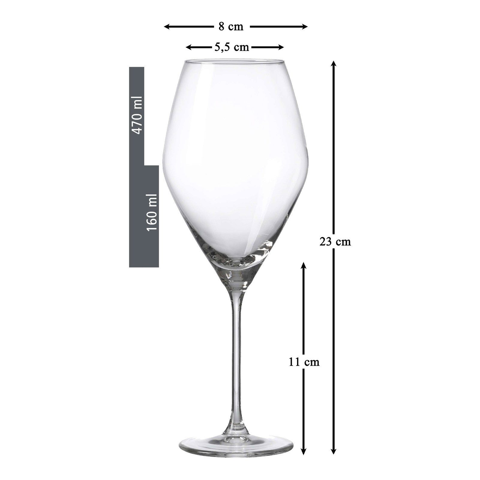 Ritzenhoff & Breker Rotweinglas Salsa Rotweingläser 470 ml 6er Set, 6-tlg., Glas