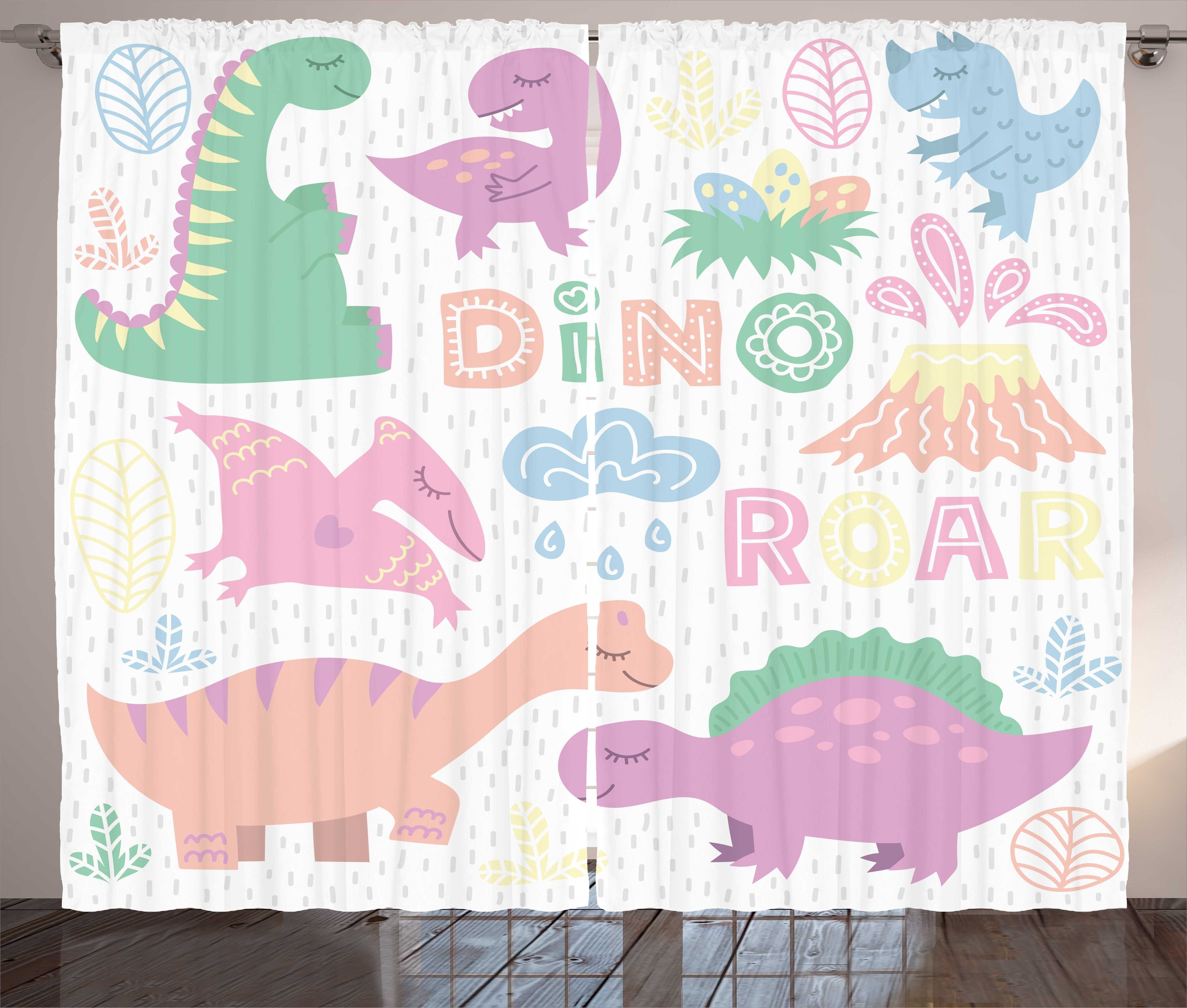 Kräuselband Baby-T-Rex Dino Abakuhaus, mit Schlafzimmer Schlaufen Kunst Gardine Vorhang und Themen Haken, Nursery