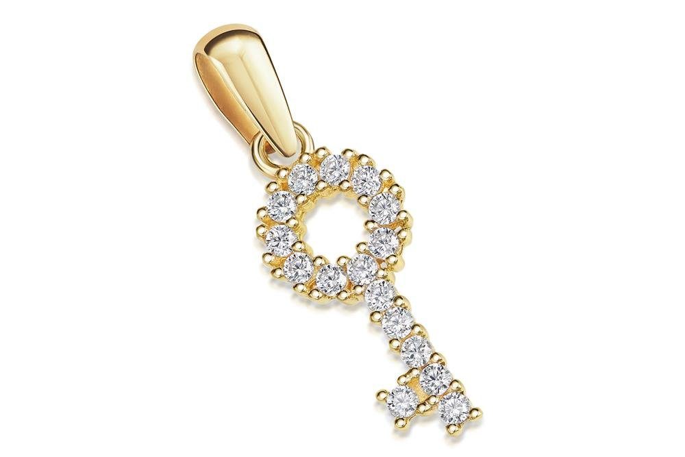 Silberkettenstore Kettenanhänger Kettenanhänger Schlüssel mit Zirkoniastein günstig online kaufen