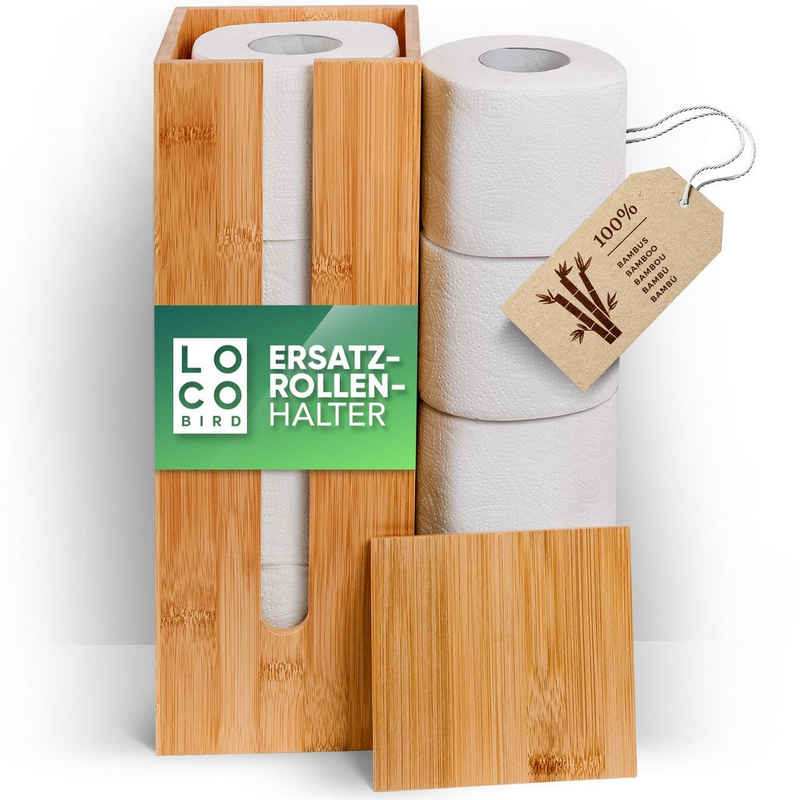 Loco Bird Toiletten-Ersatzrollenhalter »Toilettenpapier Aufbewahrung für4 Rollen aus Bambus, Klopapier Aufbewahrung, Ersatzrollenhalter Toilettenpapier, Toilettenpapierhalter stehend, Klopapierhalter stehend, Klorollenhalter stehend, Klorollenaufbewahrung«