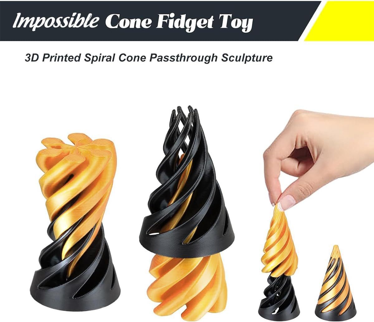 Coonoor Fidget Spinner 3D-Druck Spiral Cone Fidget Toy, Pyramid Spirale Spi günstig online kaufen