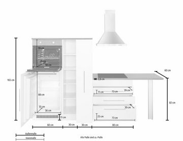 KOCHSTATION Winkelküche KS-Samos, ohne E-Geräte, Stellbreite 260 x 270 cm