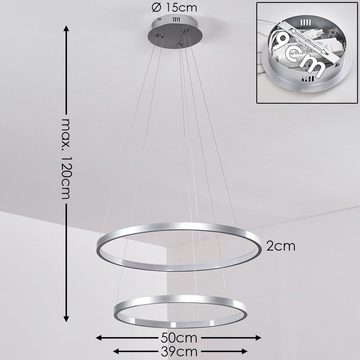 hofstein Hängeleuchte »Morrea« moderne Hängelampe in Silber, 3000 Kelvin, m. verstellbaren Ringen, Höhe max. 120cm, 46 Watt, 4828 Lumen