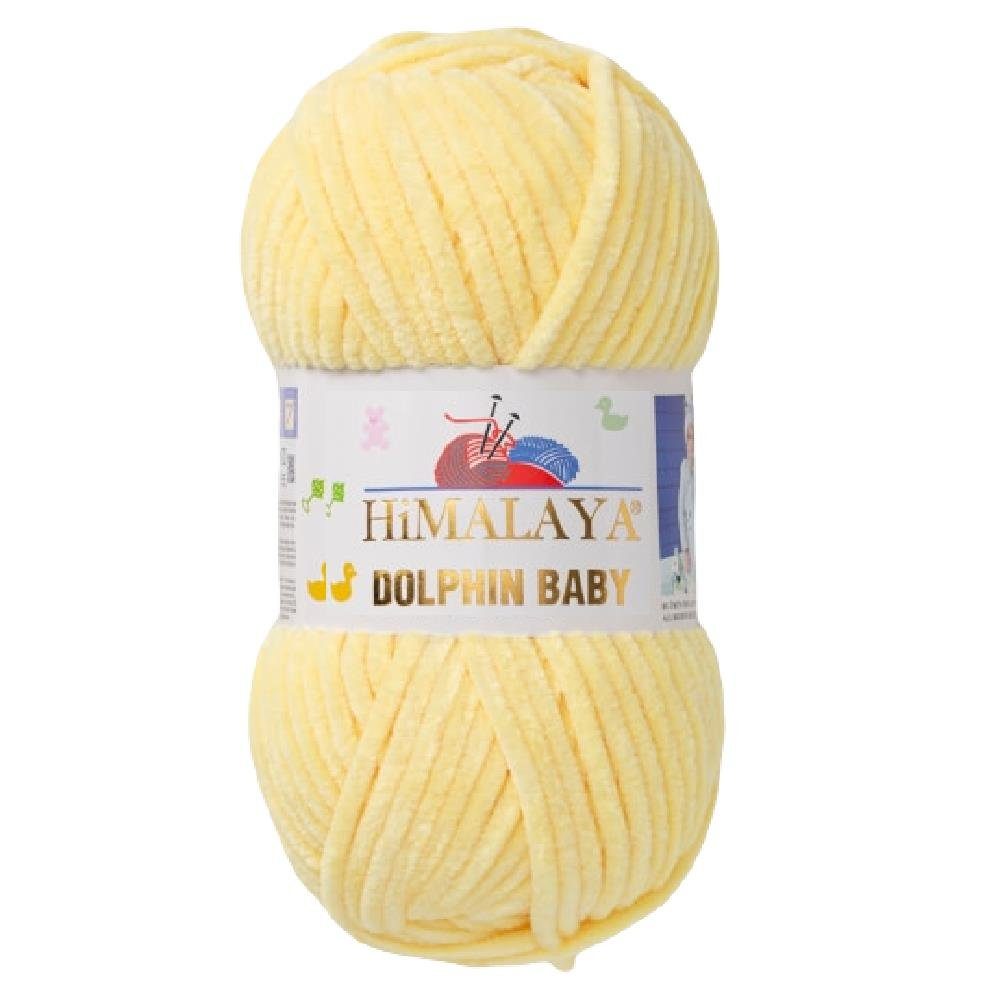 Himalaya Strickfein Himalaya Dolphin Baby Bulky Chenille Garn 80302 - hellgelb Häkelwolle, (1-St)