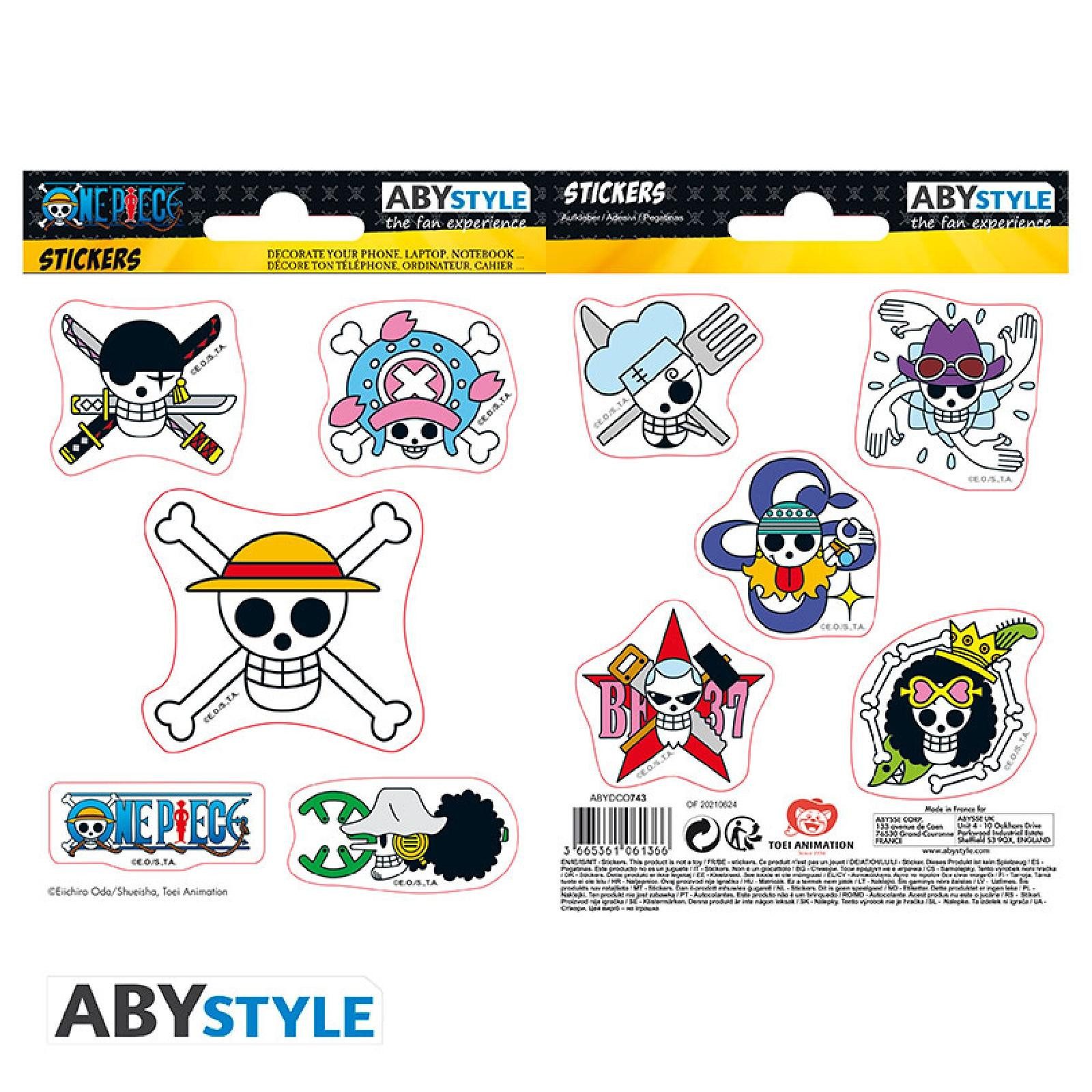 ABYstyle Sticker ONE PIECE - Stickers - 16x11cm/ 2 sheets - Straw Hat Skulls