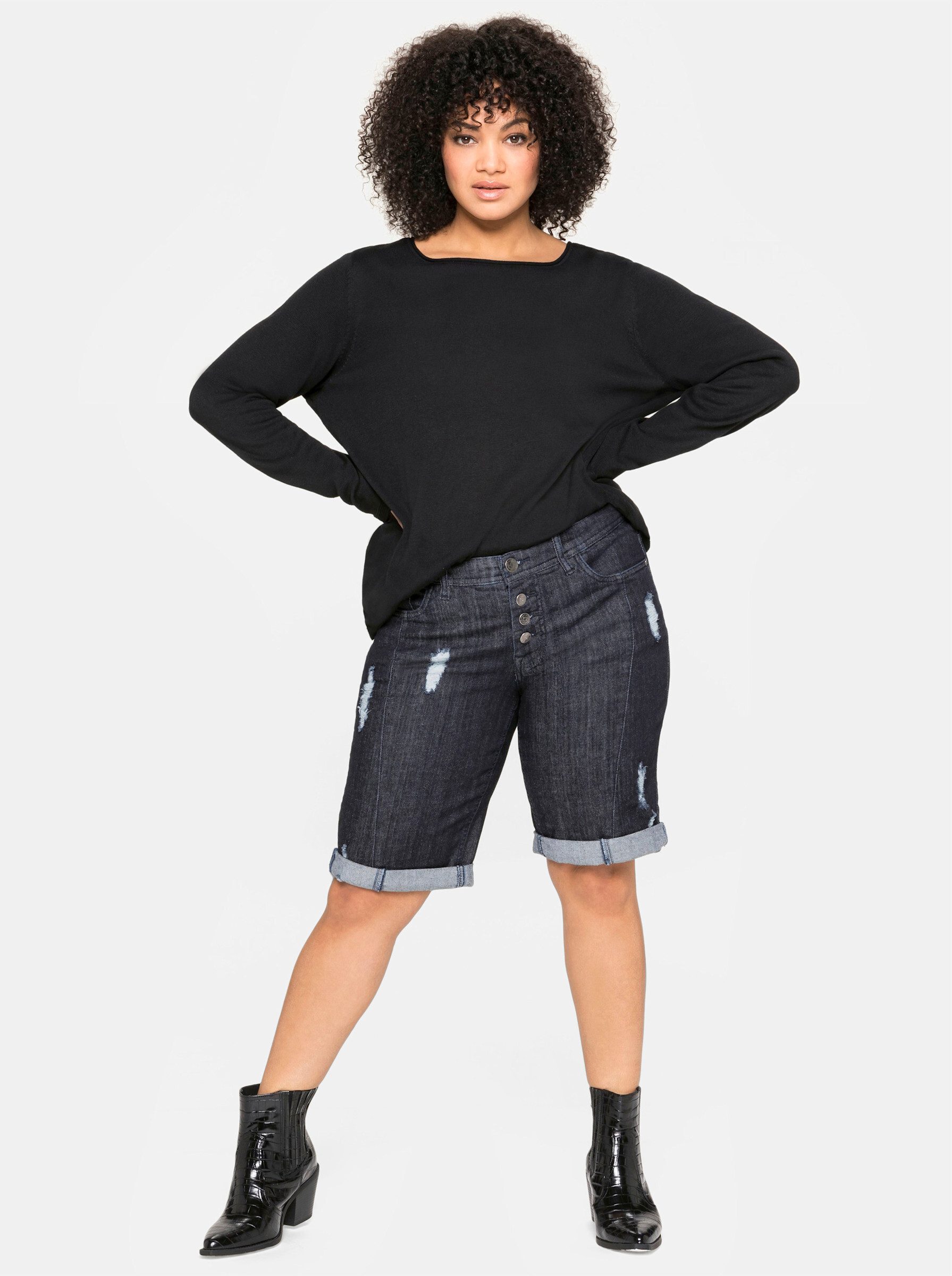 Sheego Strickpullover Longpullover . aus angenehmer Viskosemischung günstig online kaufen