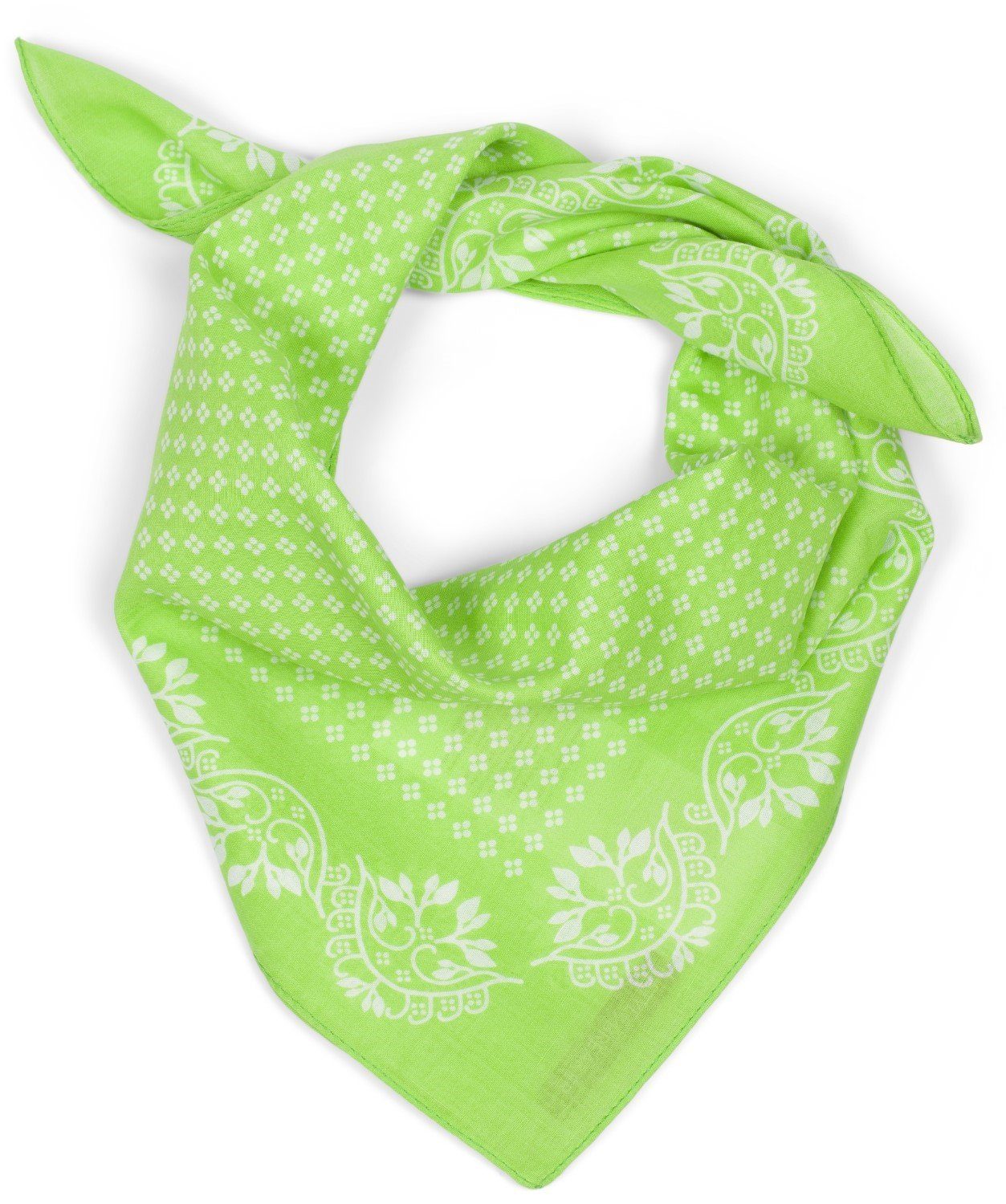 Muster Blümchen Dreieckstuch Bandana, styleBREAKER mit Limettengrün-Weiß Baumwolle (1-St),