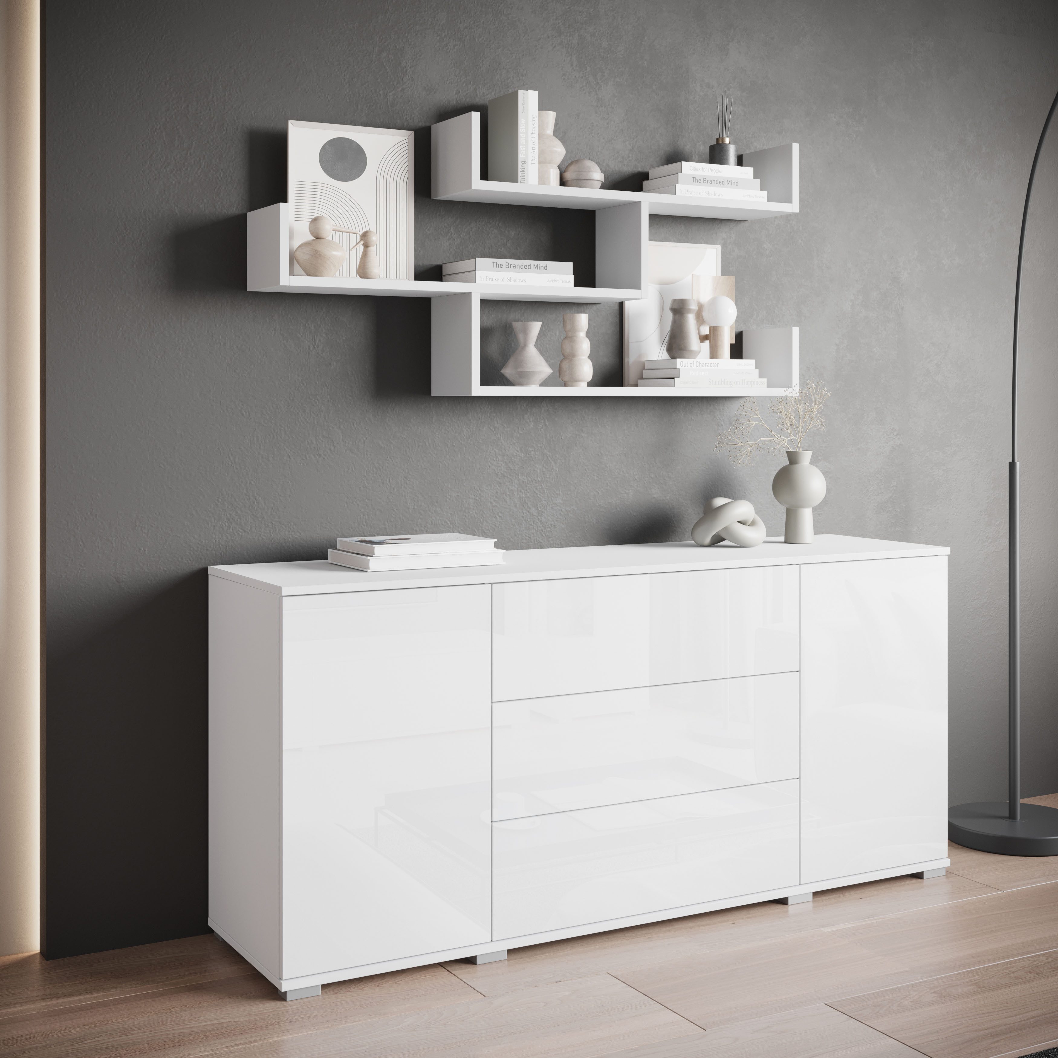 Home affaire Wandboard Wandregal Trio, 1-tlg., Hängeregal mit 3 Ablageflächen, modernes Design, variabel einsetzbar – Bild 5 von 5